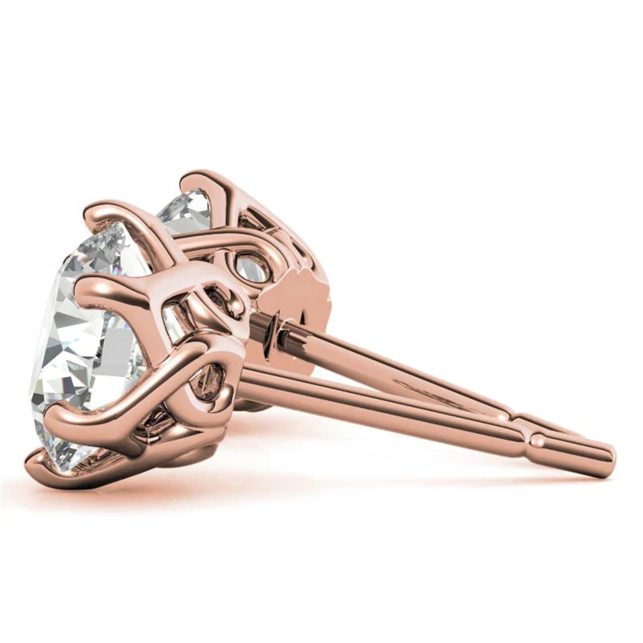 Classic Solitaire Round Rose Gold Silver Dazzling Earring For Woman