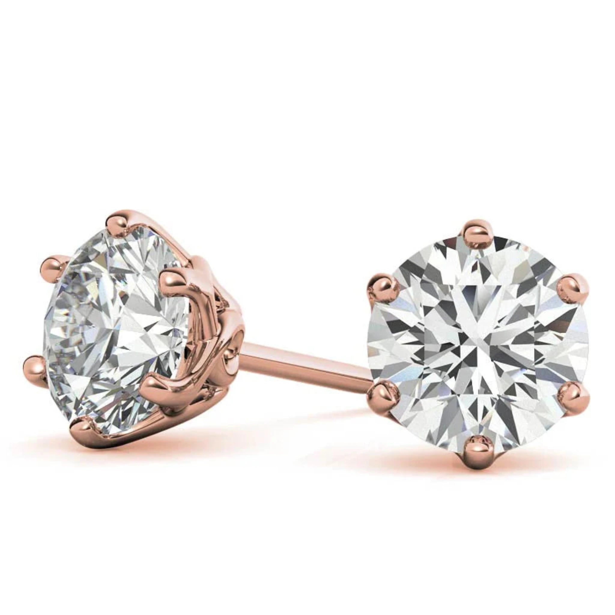 Classic Solitaire Round Rose Gold Silver Dazzling Earring For Woman