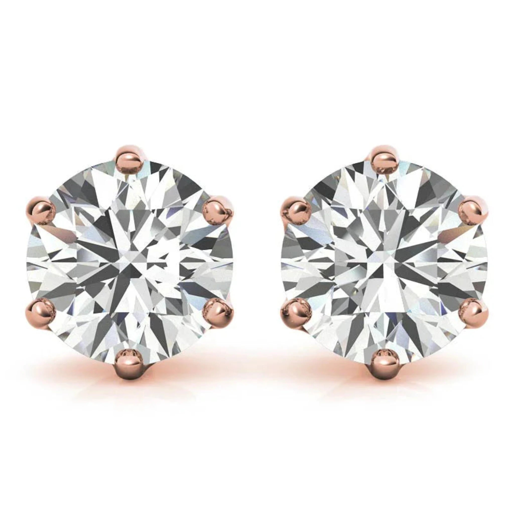 Classic Solitaire Round Rose Gold Silver Dazzling Earring For Woman