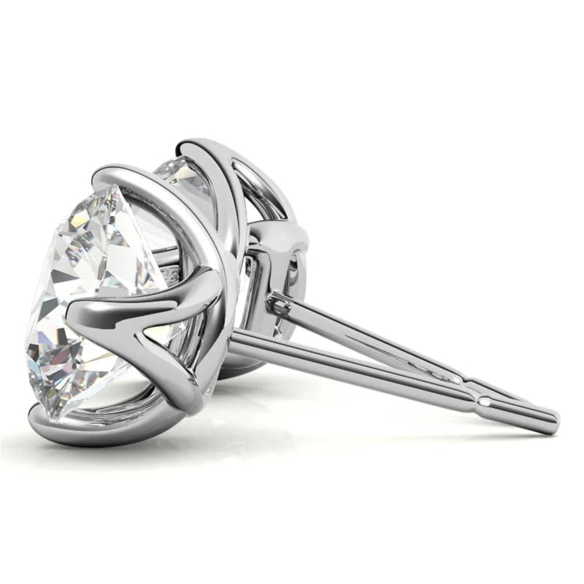 Round Solitaire White Gold Silver Simulated Diamond Earring For Woman
