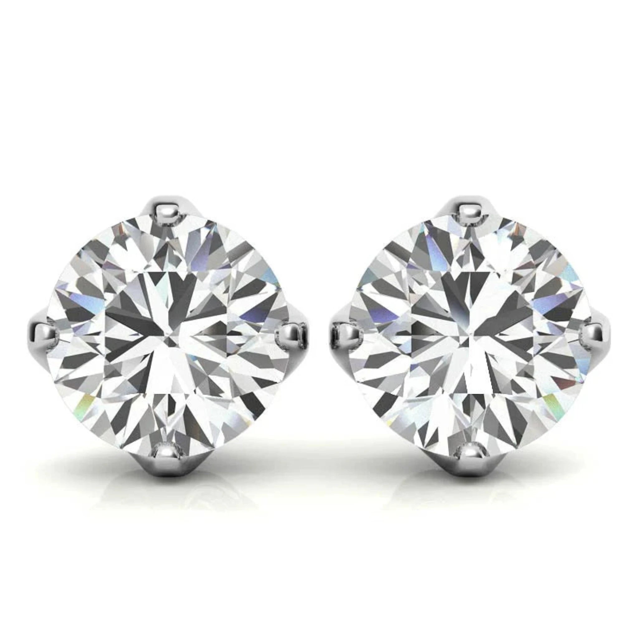 Round Solitaire White Gold Silver Simulated Diamond Earring For Woman