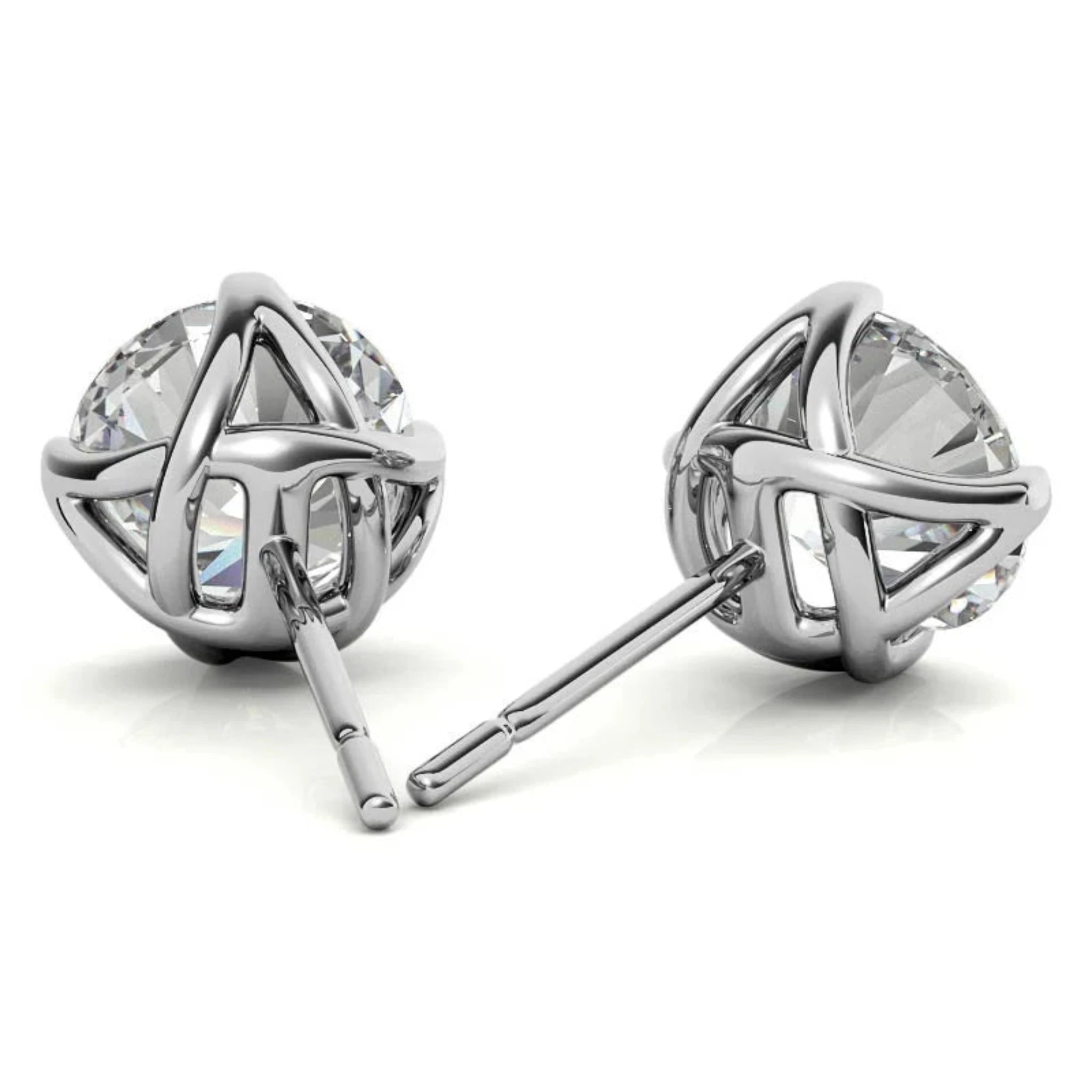 Round Solitaire White Gold Silver Simulated Diamond Earring For Woman