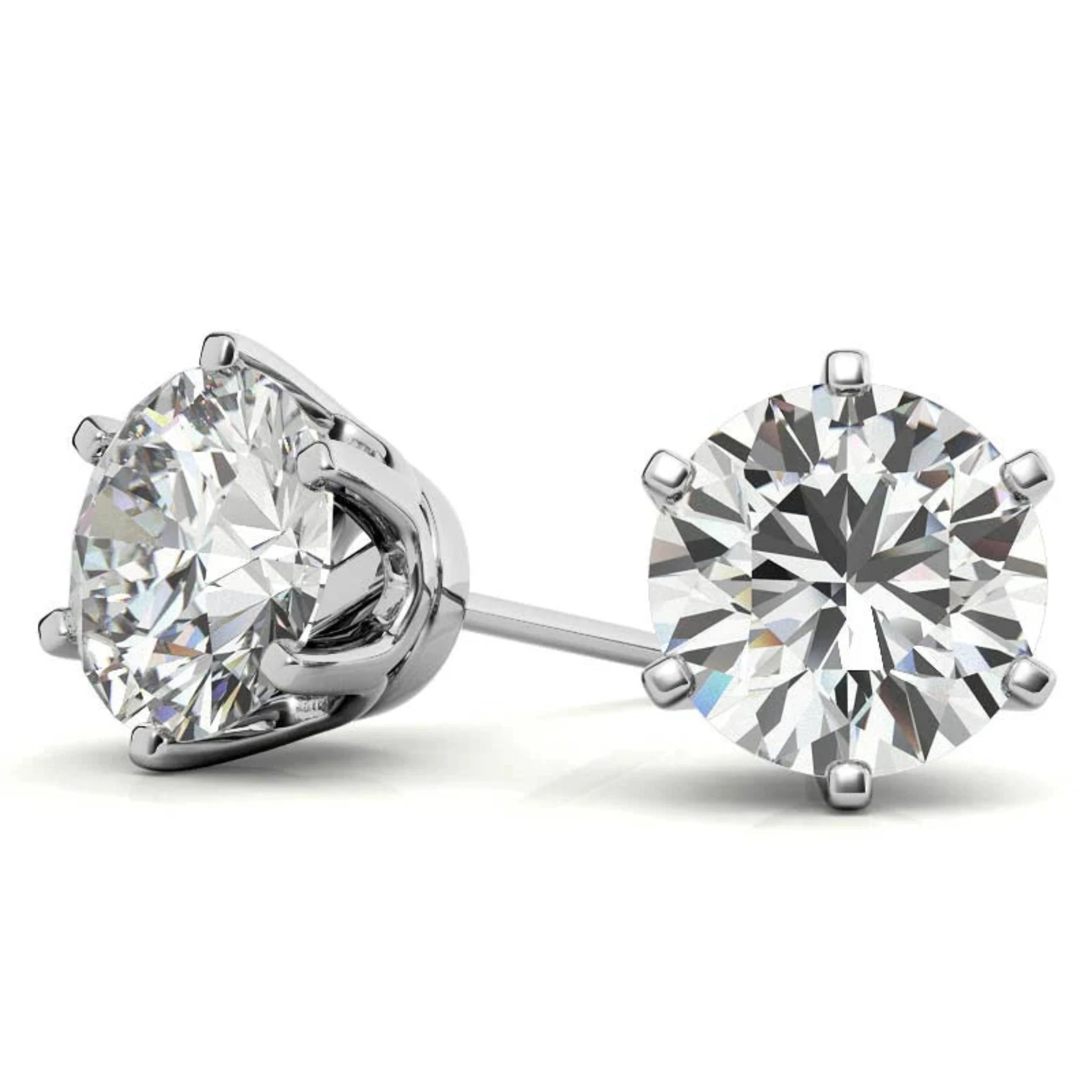 Round Clear Solitaire White Gold Silver Classic Earring For Woman
