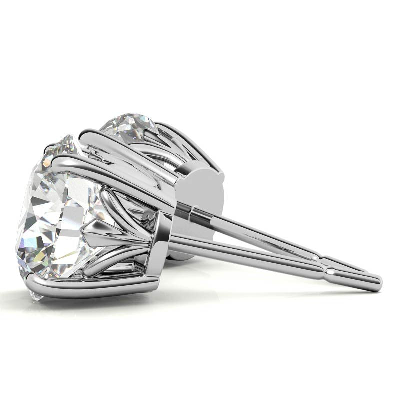 Minimalist Round Solitaire Studs White Gold Silver 4-Prong Secure Earring For Woman