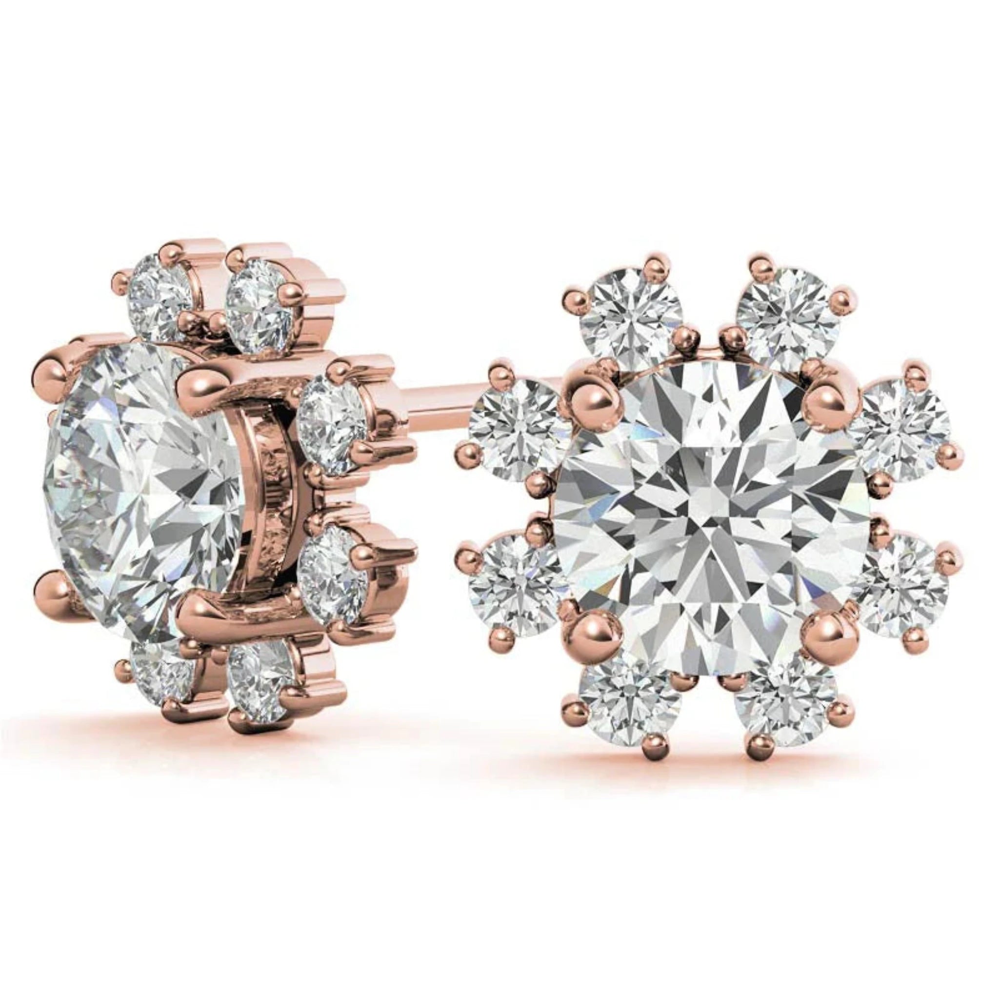 Snowflake-Inspired Rose Gold Silver Radiant Earrings For Woman