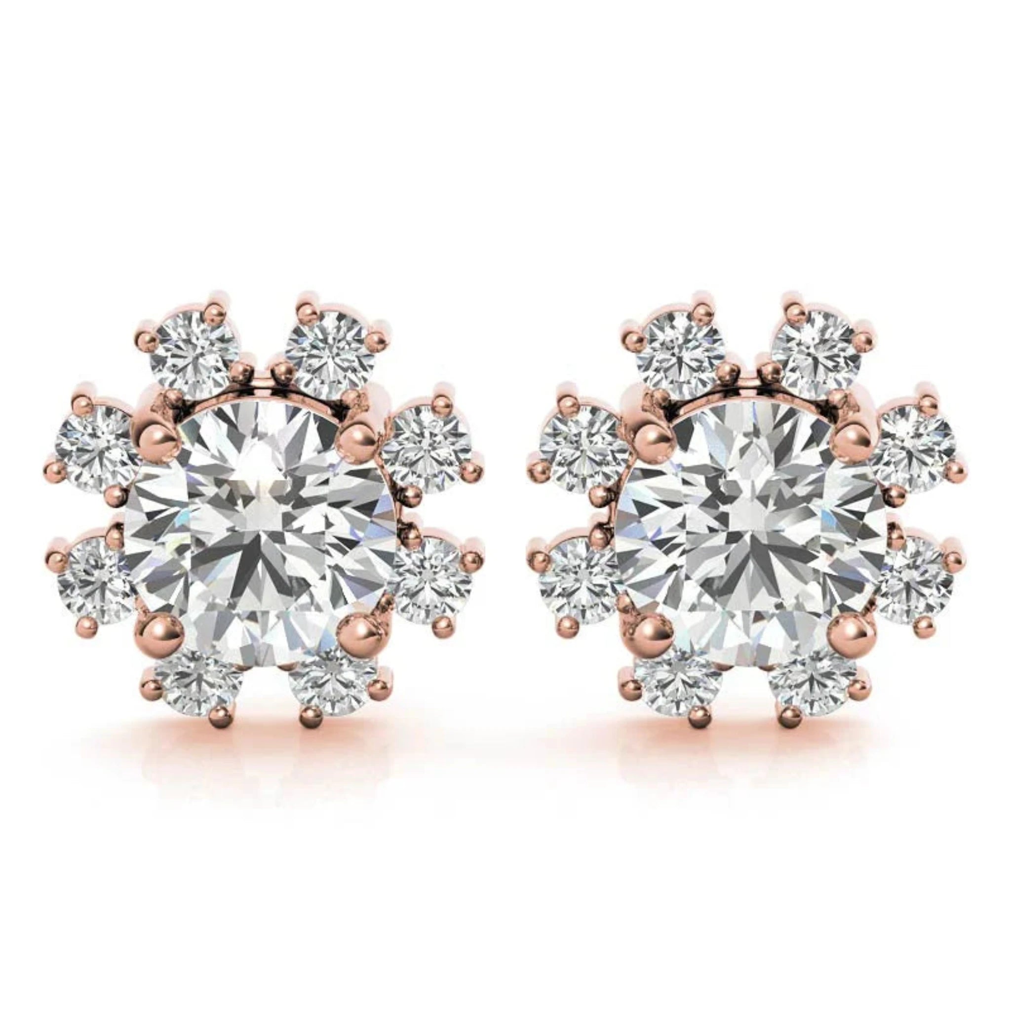 Snowflake-Inspired Rose Gold Silver Radiant Earrings For Woman