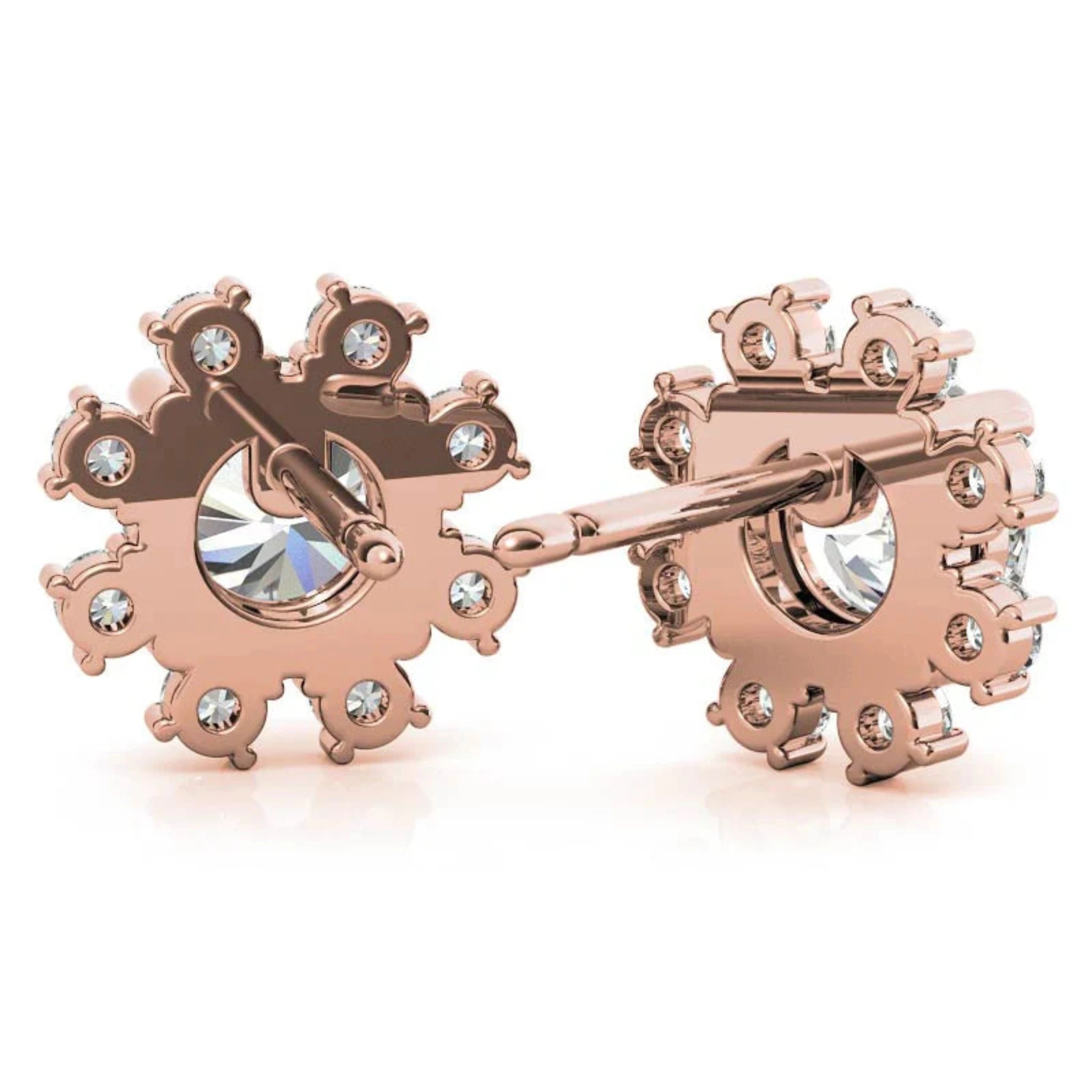 Snowflake-Inspired Rose Gold Silver Radiant Earrings For Woman