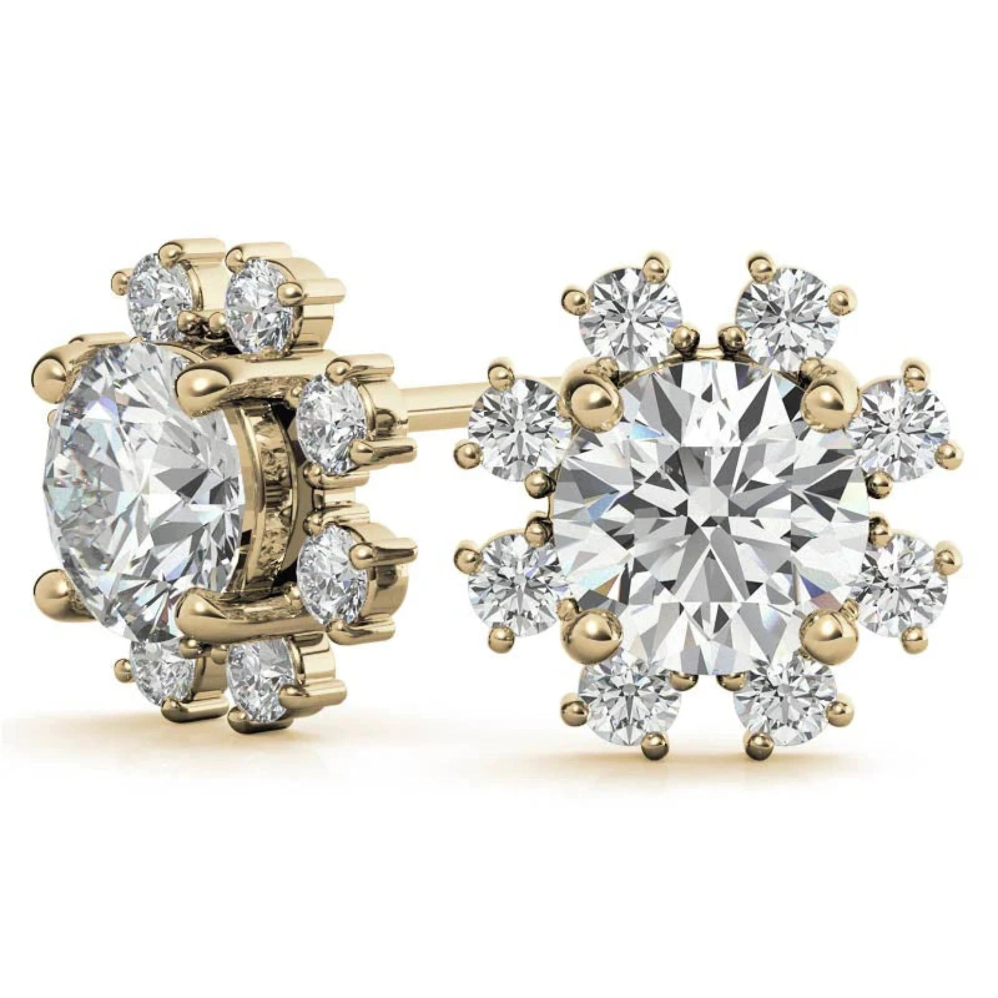 Snowflake-Inspired Yellow Gold Silver Radiant Earrings For Woman