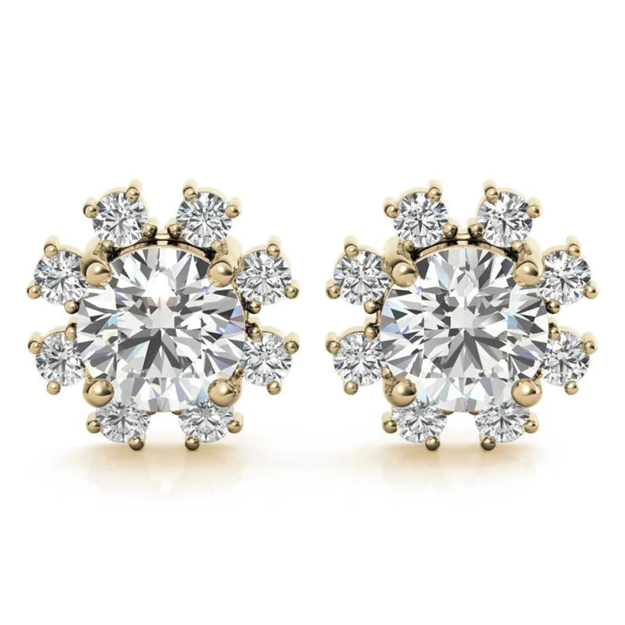 Snowflake-Inspired Yellow Gold Silver Radiant Earrings For Woman