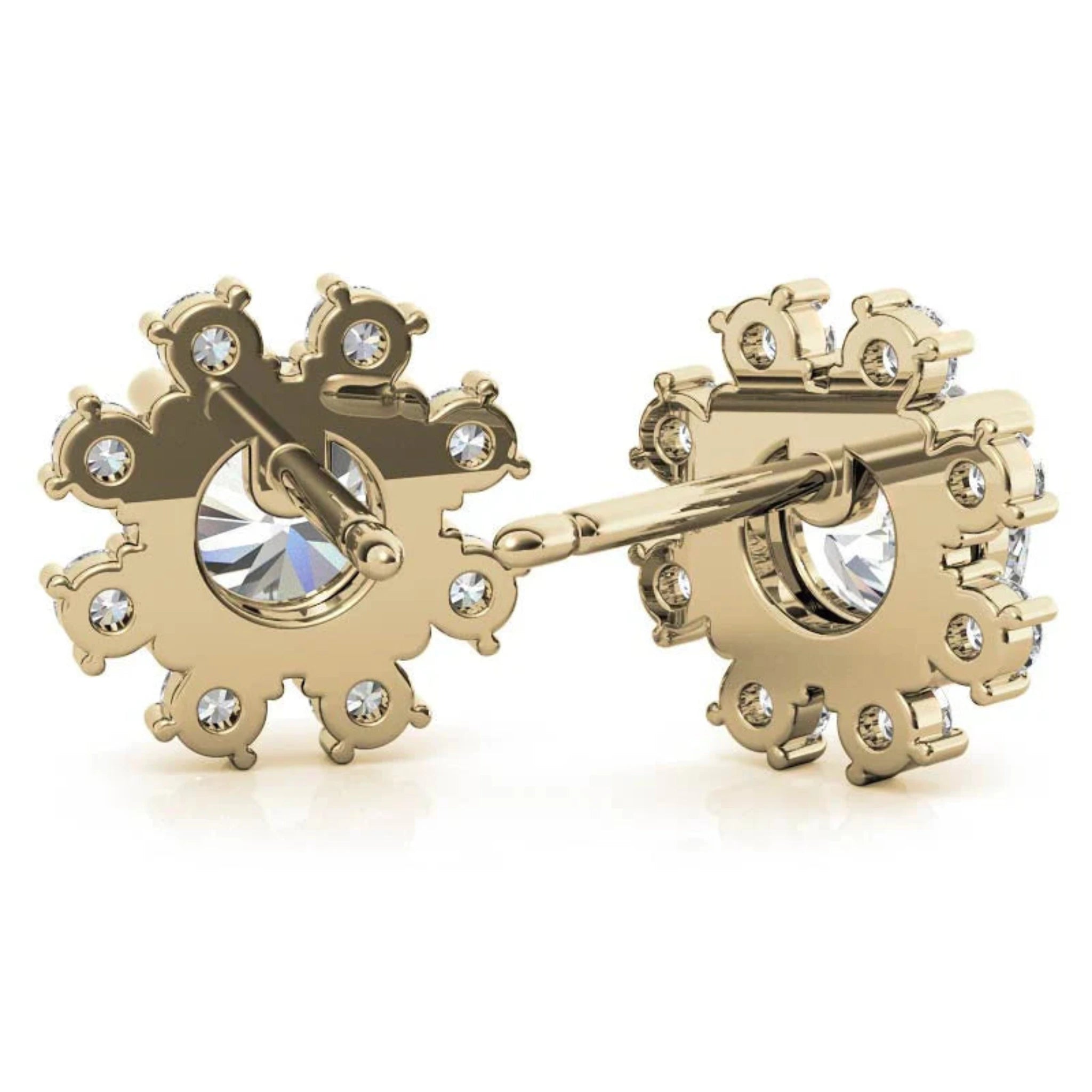 Snowflake-Inspired Yellow Gold Silver Radiant Earrings For Woman