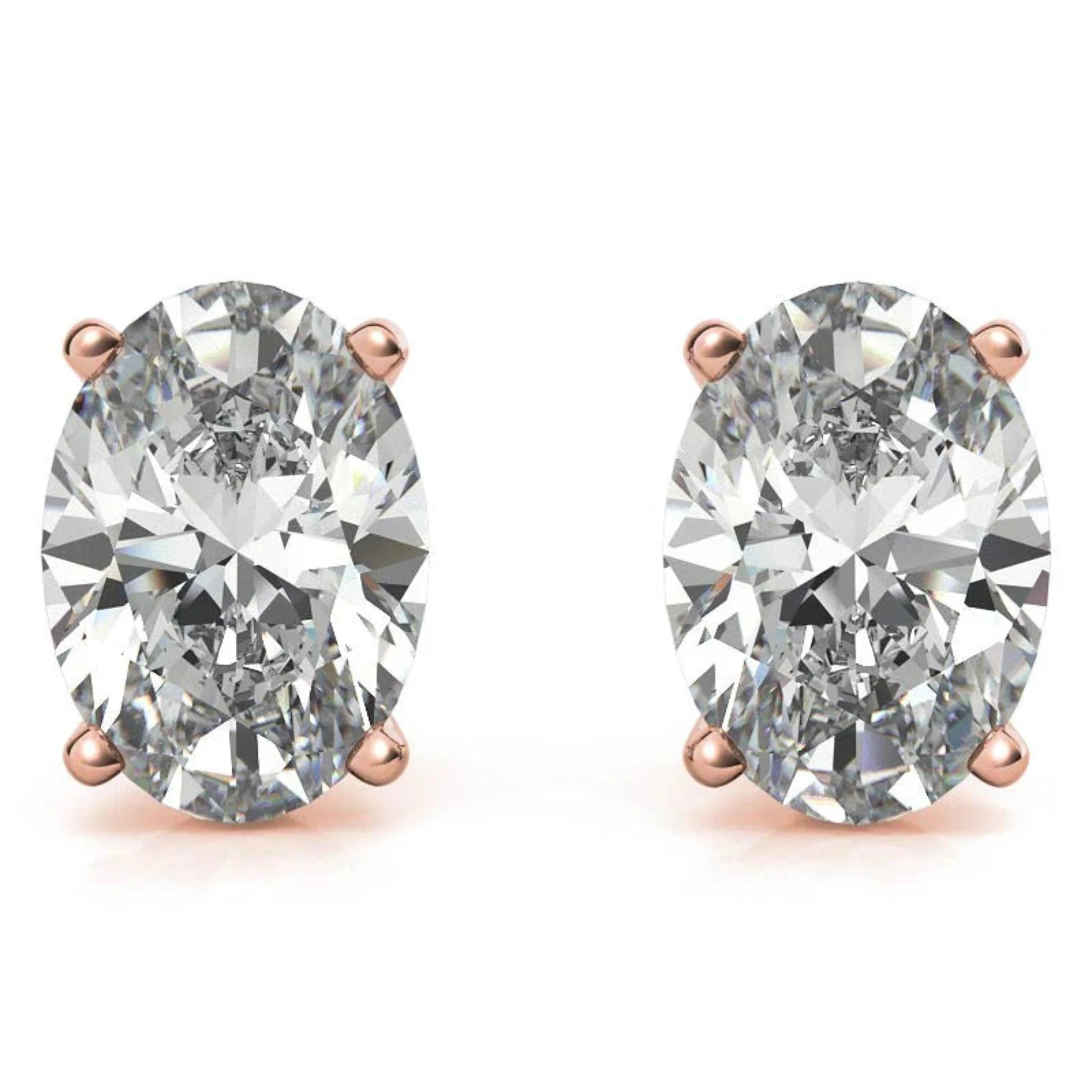 Timeless Four-Prong Oval Rose Gold Silver Elegant Earring For Woman