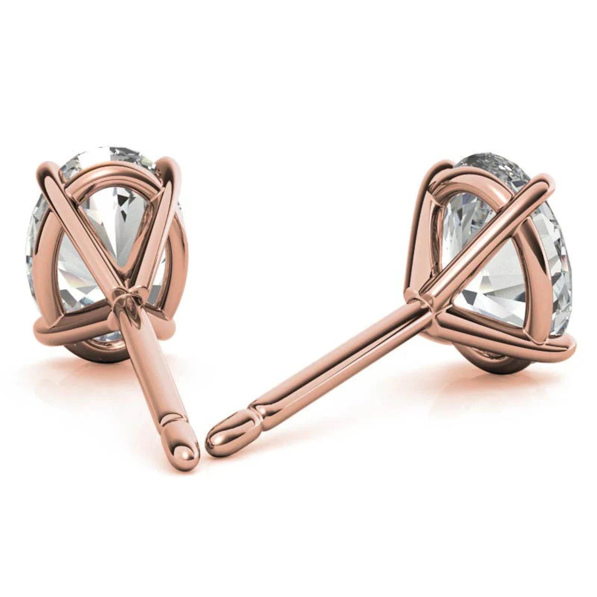 Timeless Four-Prong Oval Rose Gold Silver Elegant Earring For Woman
