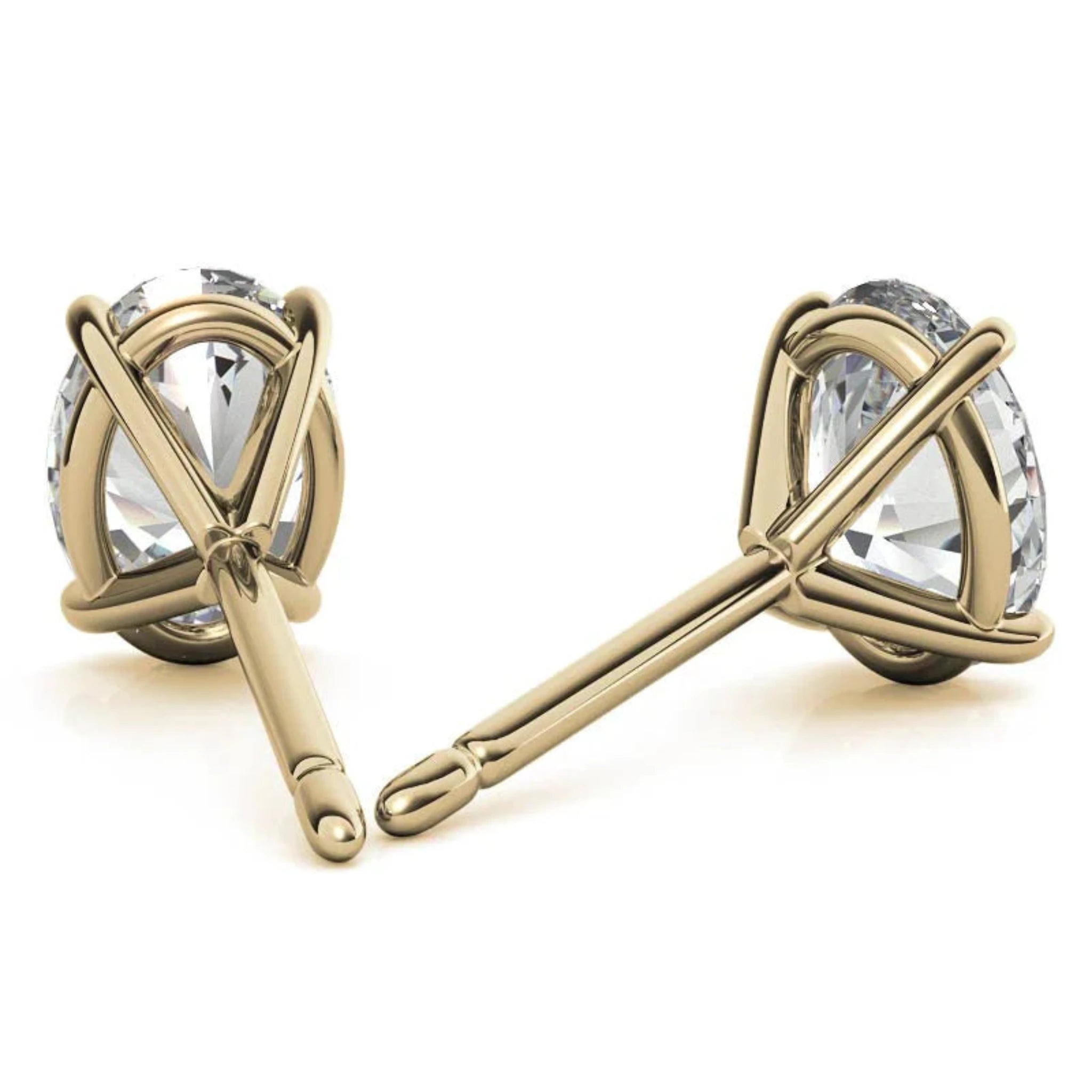 Timeless Four-Prong Oval Yellow Gold Silver Exquisite Earring For Woman