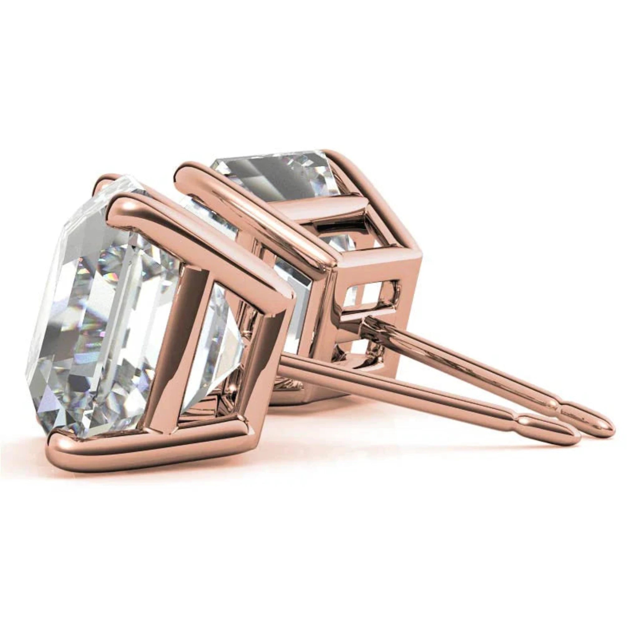 Asscher-Cut Rose Gold Silver Sophisticated Earring For Women
