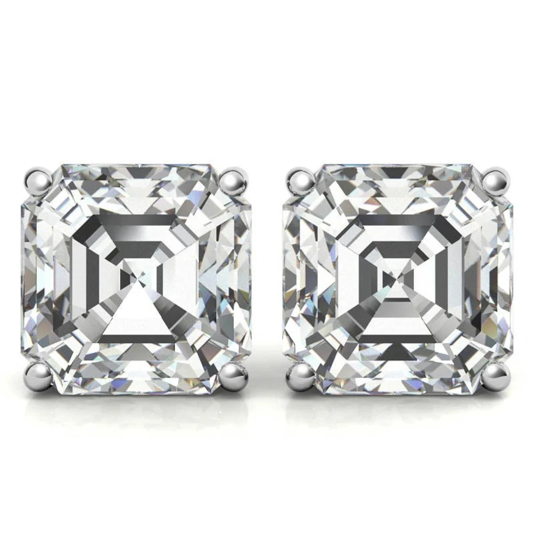 Asscher-Cut White Gold Silver Radiant Earring For Woman