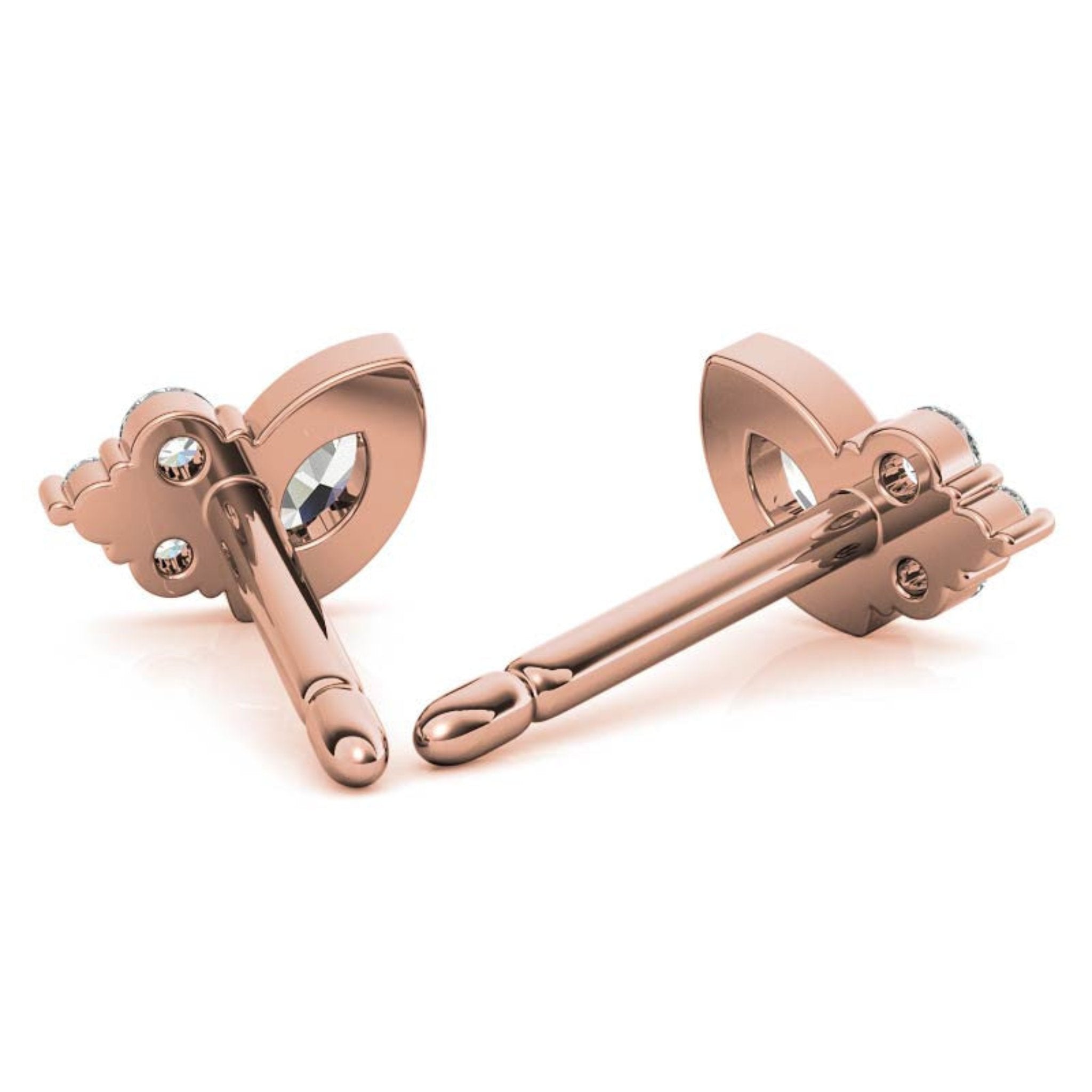 Brilliant Marquise Petal Rose Gold Silver Bezel-Set Earring For Woman