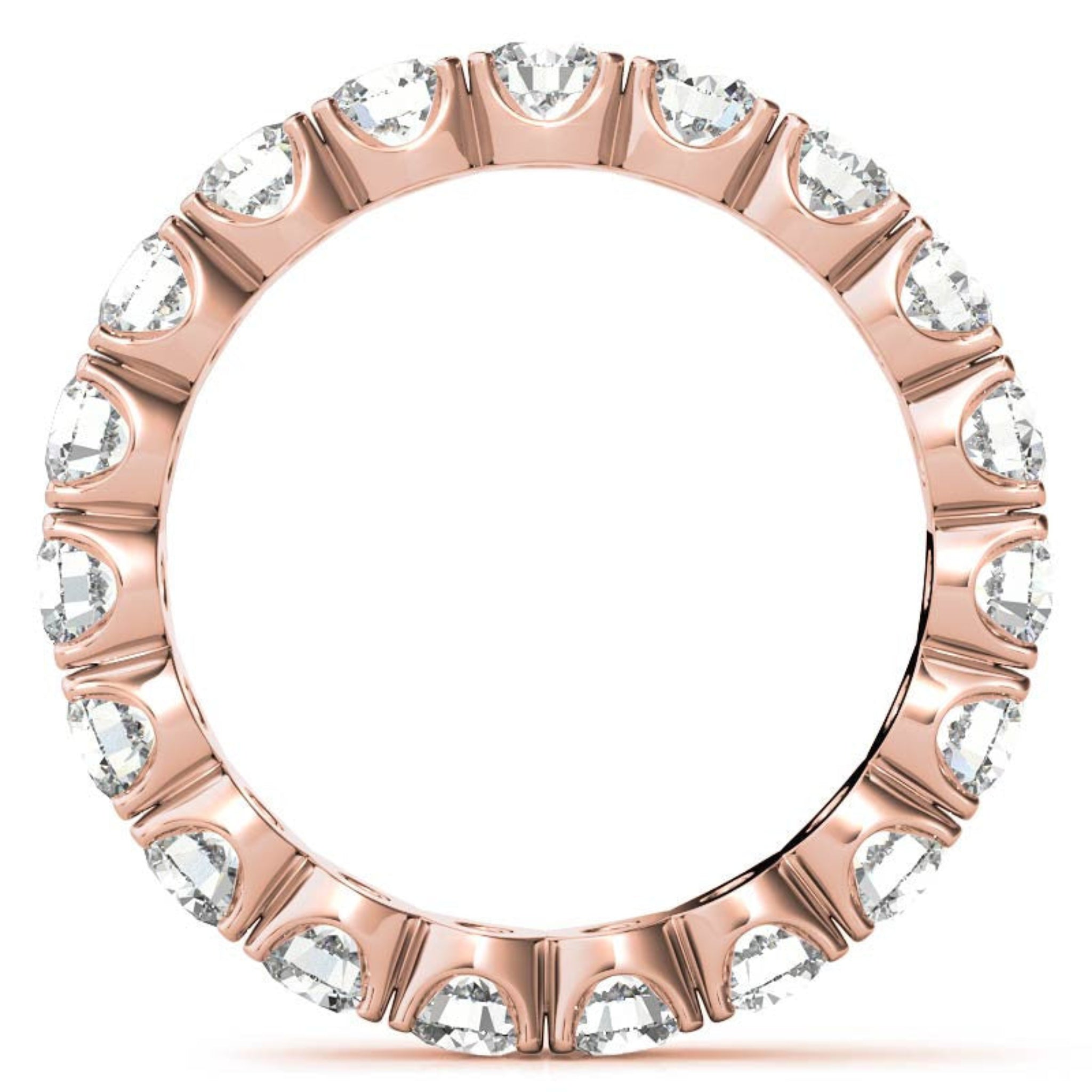 Elegant Sterling Silver Sparkling Rose Gold Round Diamond Eternity Band For Women