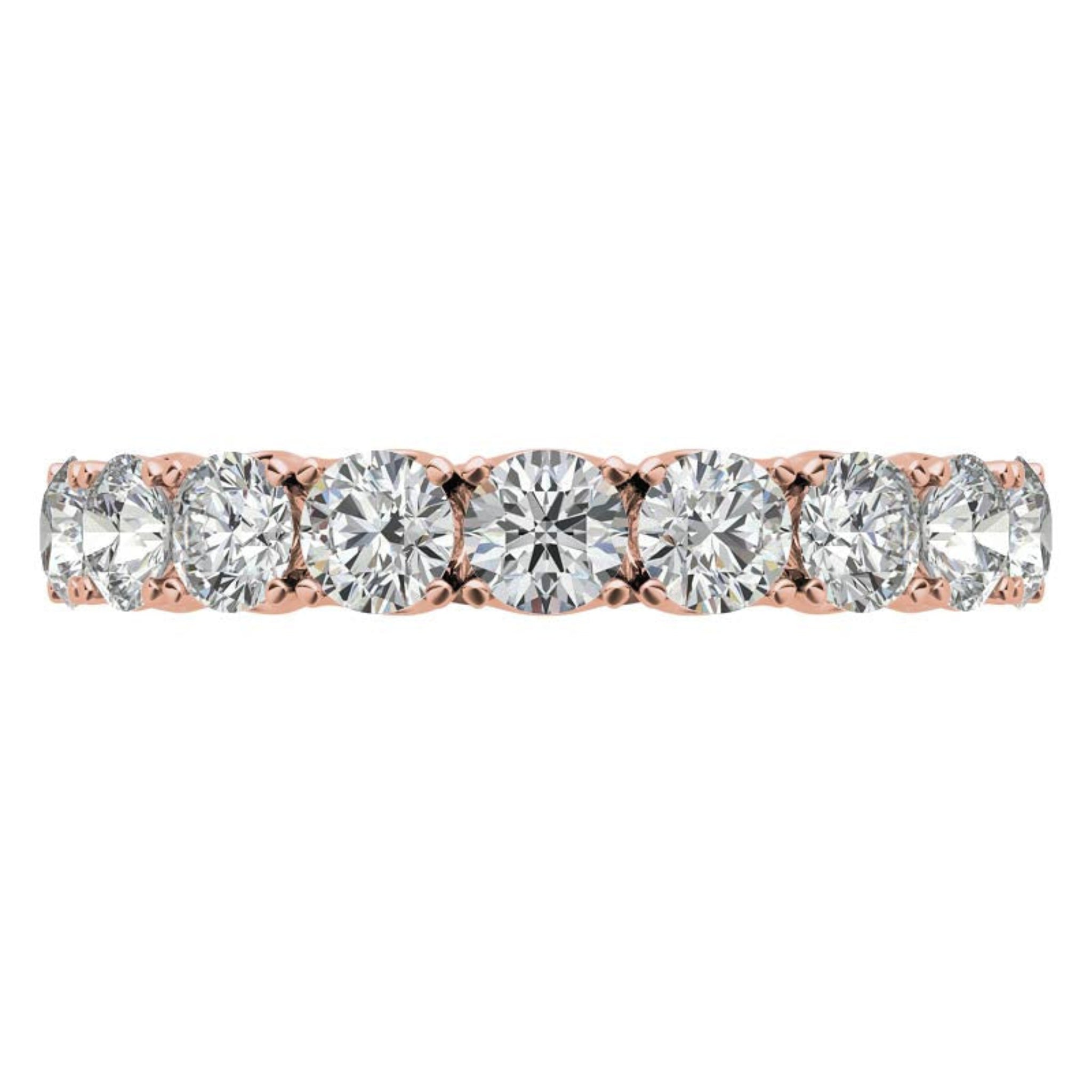 Elegant Sterling Silver Sparkling Rose Gold Round Diamond Eternity Band For Women