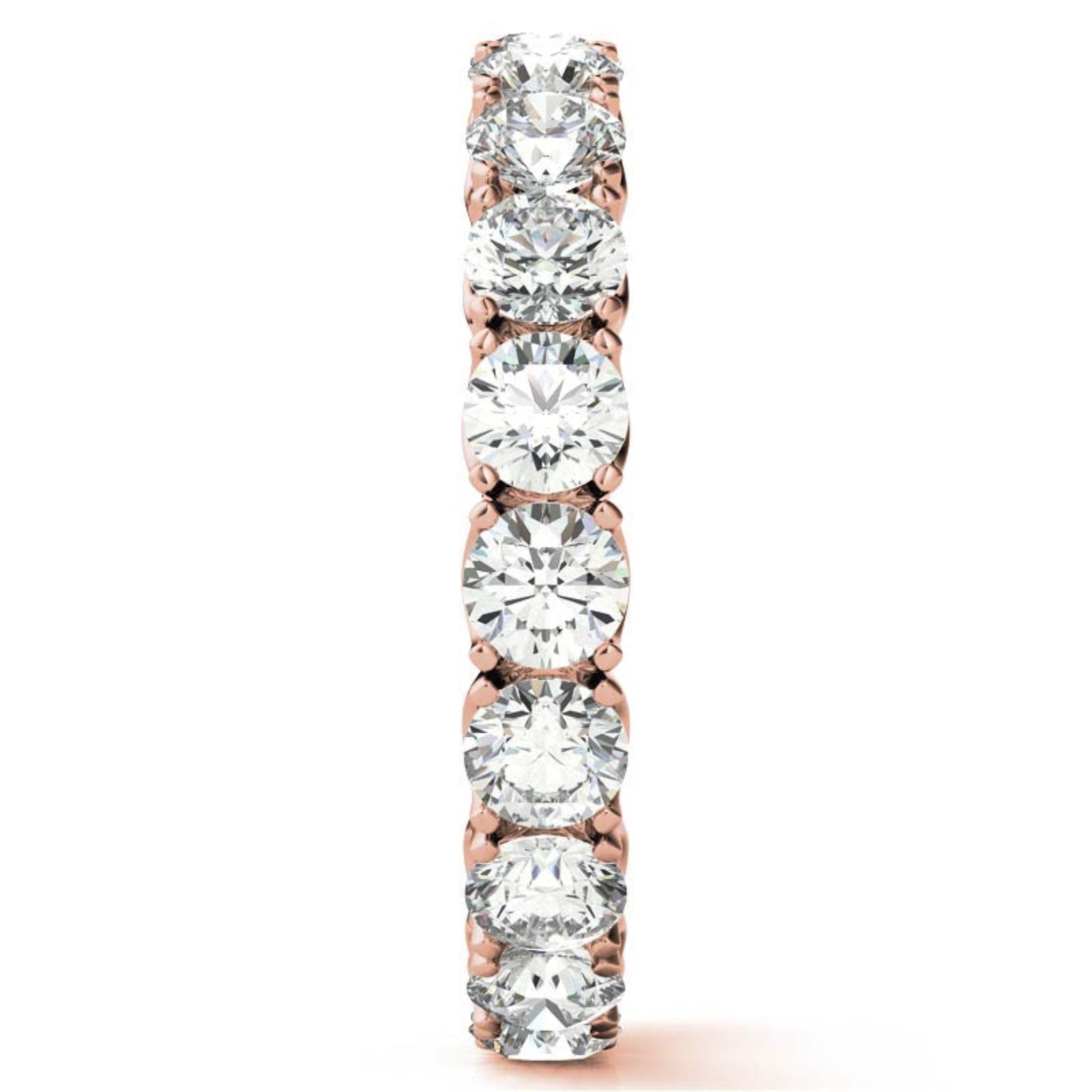 Elegant Sterling Silver Sparkling Rose Gold Round Diamond Eternity Band For Women