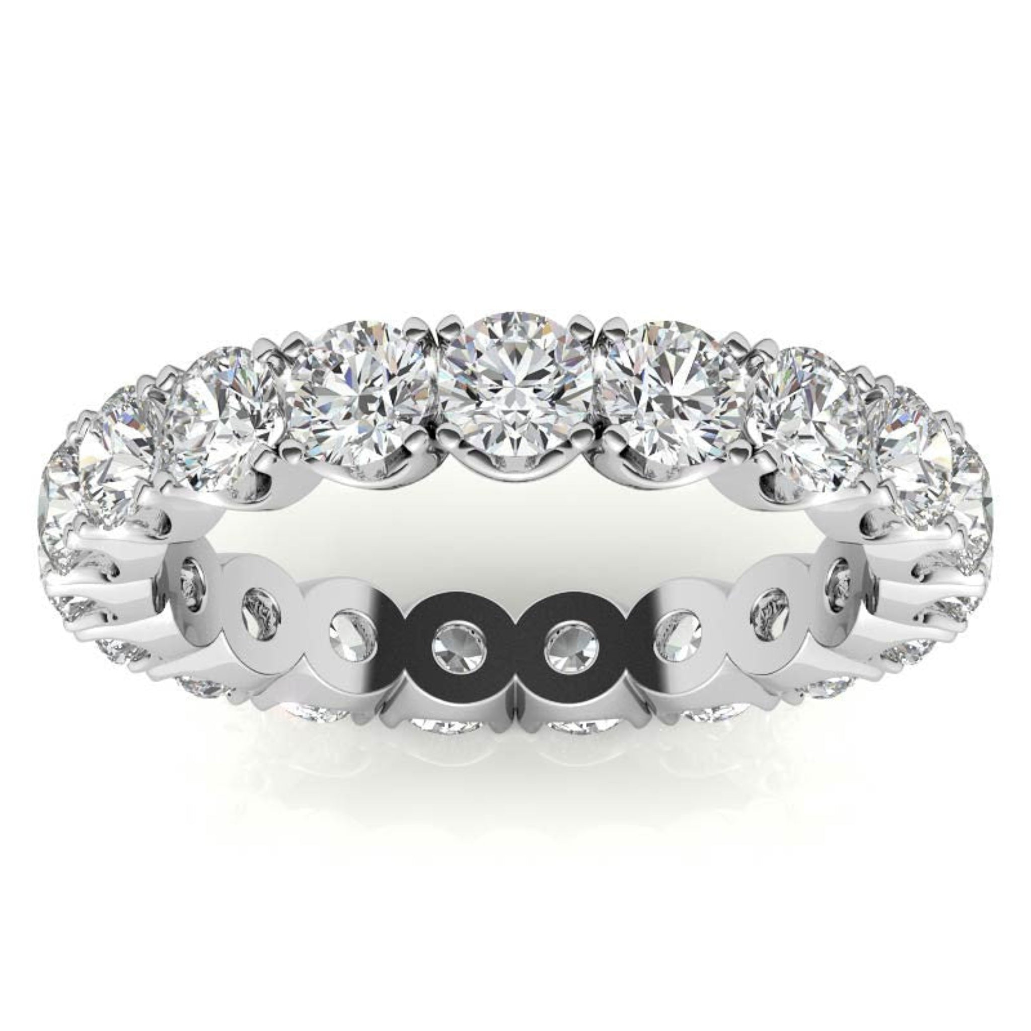 Elegant Sterling Silver Sparkling White Gold Round Diamond Eternity Band For Women
