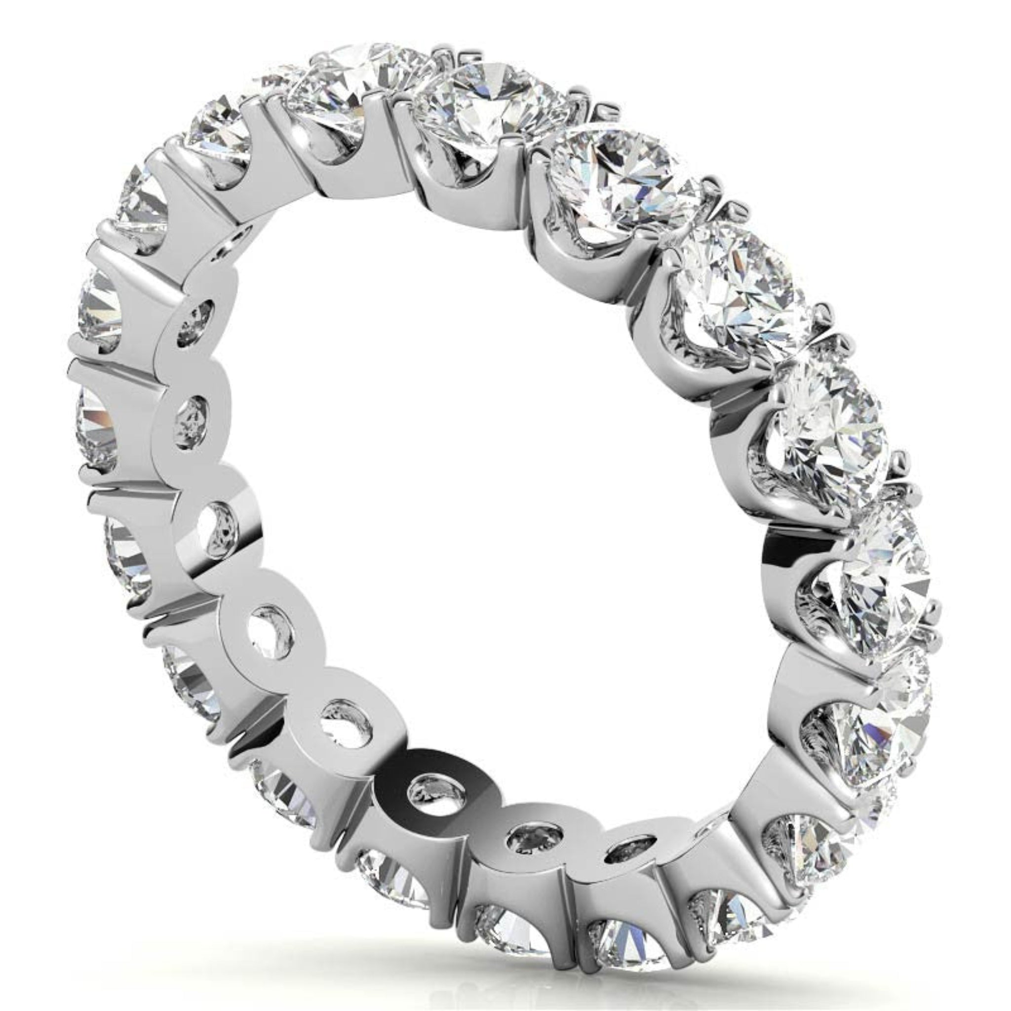 Elegant Sterling Silver Sparkling White Gold Round Diamond Eternity Band For Women