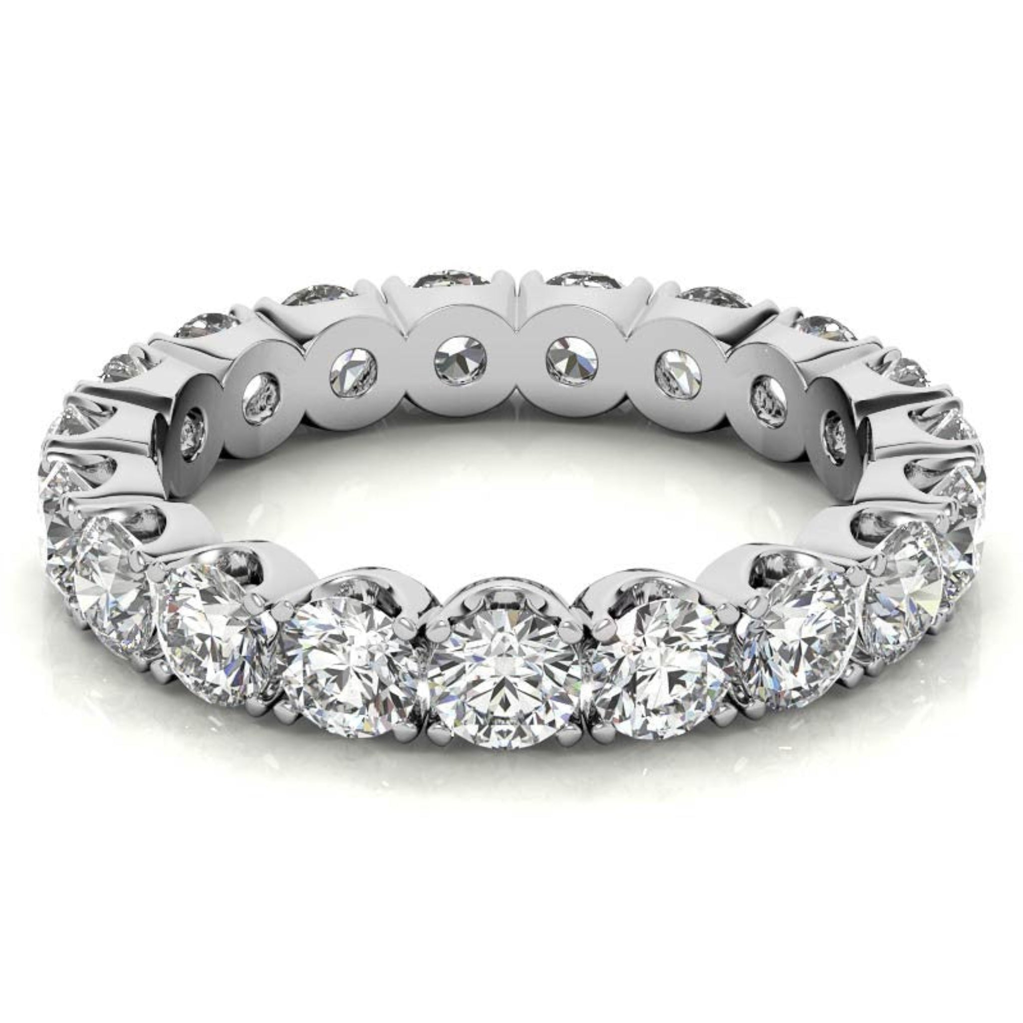 Elegant Sterling Silver Sparkling White Gold Round Diamond Eternity Band For Women