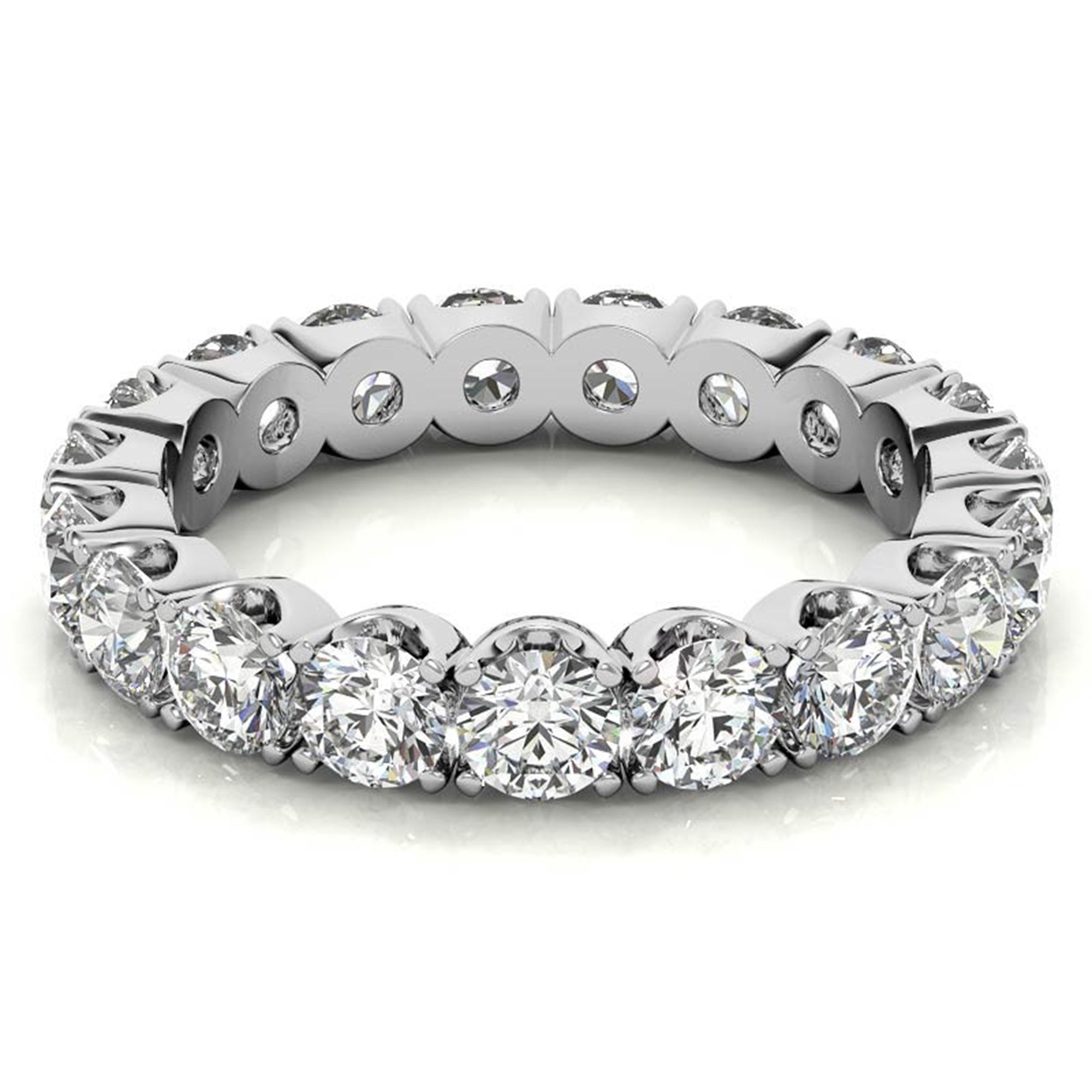 Elegant Sterling Silver Sparkling White Gold Round Diamond Eternity Band For Women