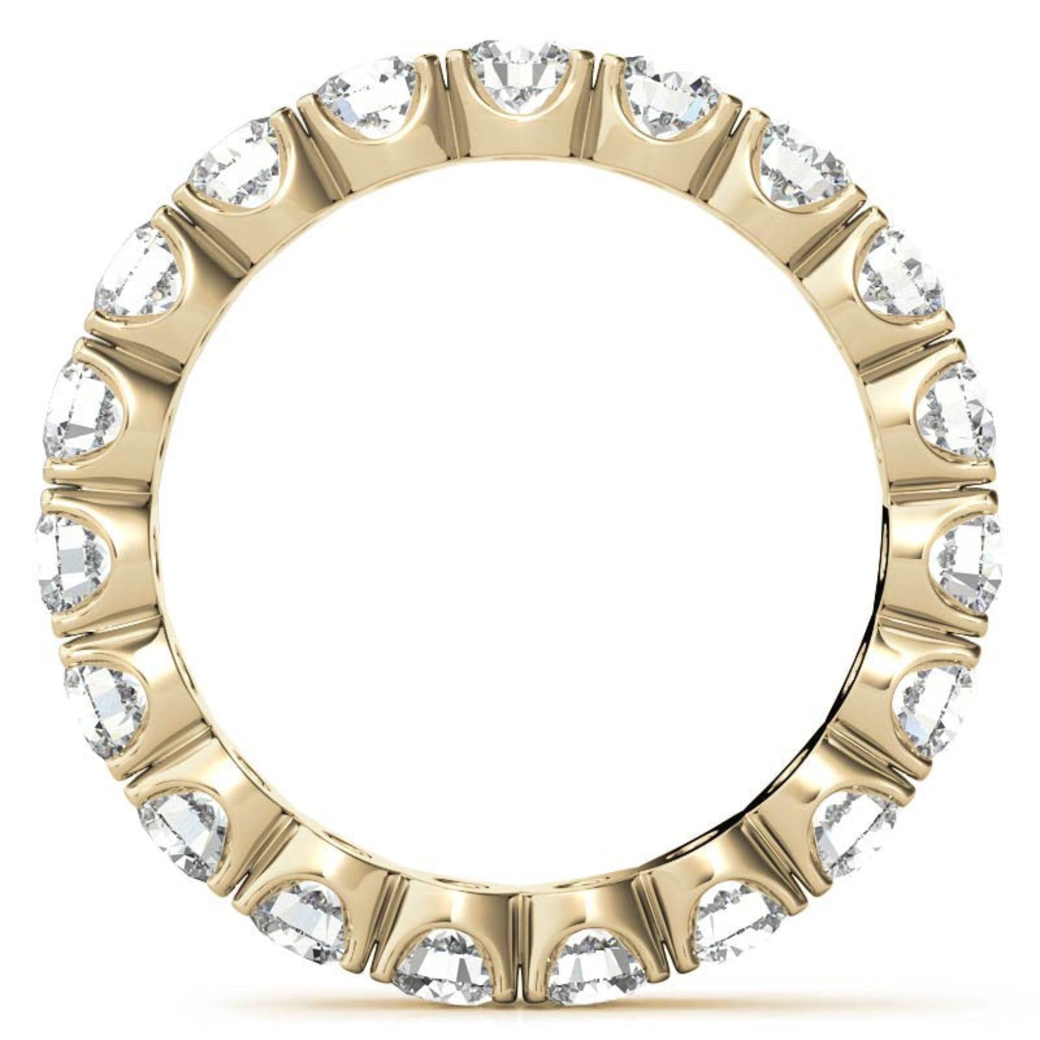 Elegant Sterling Silver Sparkling Yellow Gold Round Diamond Eternity Band For Women