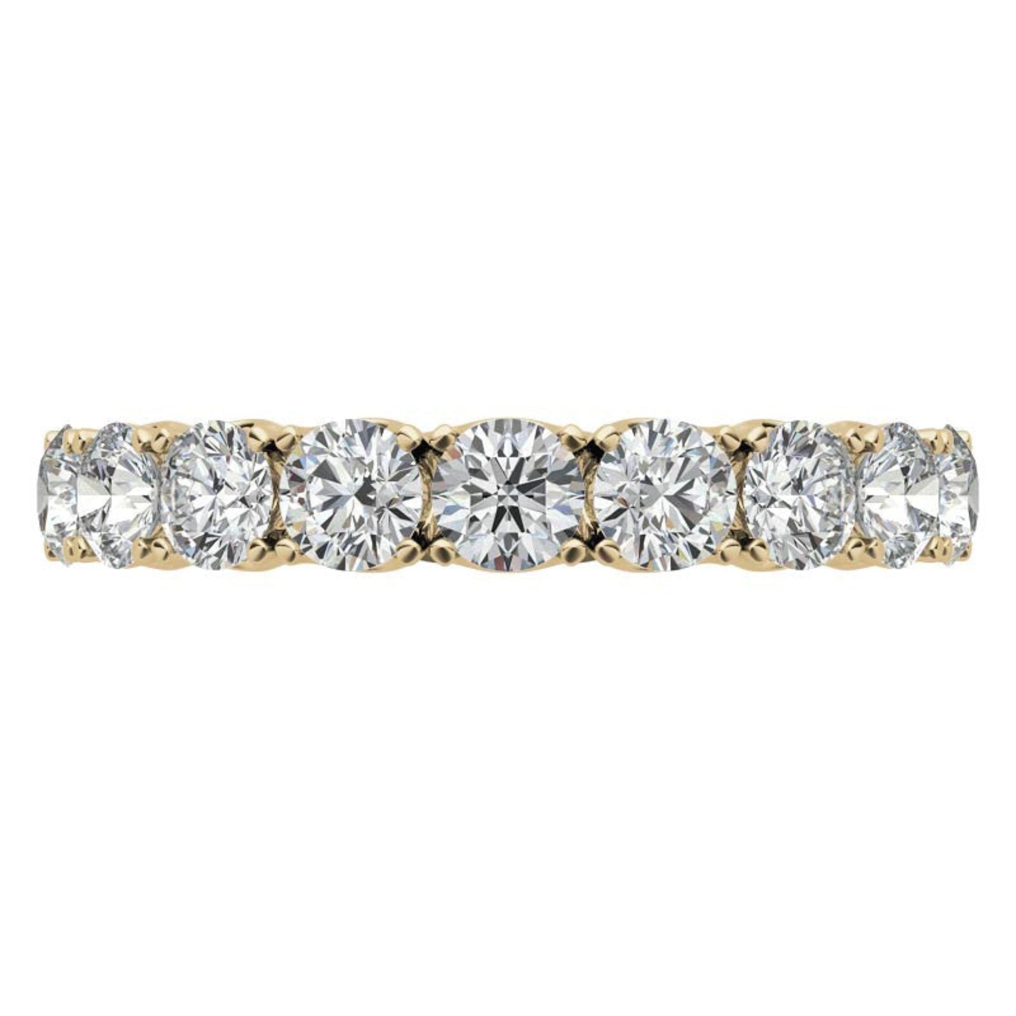 Elegant Sterling Silver Sparkling Yellow Gold Round Diamond Eternity Band For Women