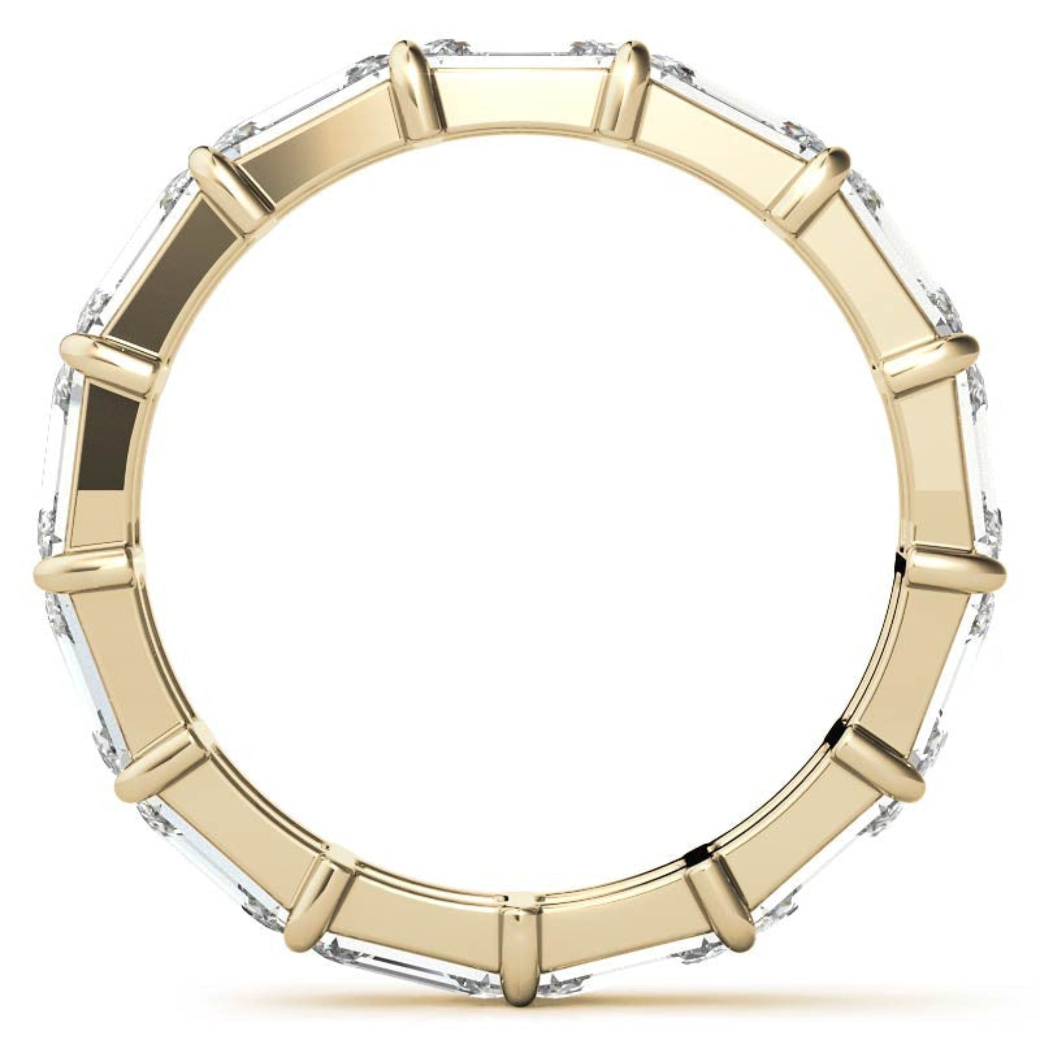 Sterling Silver Graceful Radiant Emerald-Cut Diamond Yellow Gold Eternity Band For Women