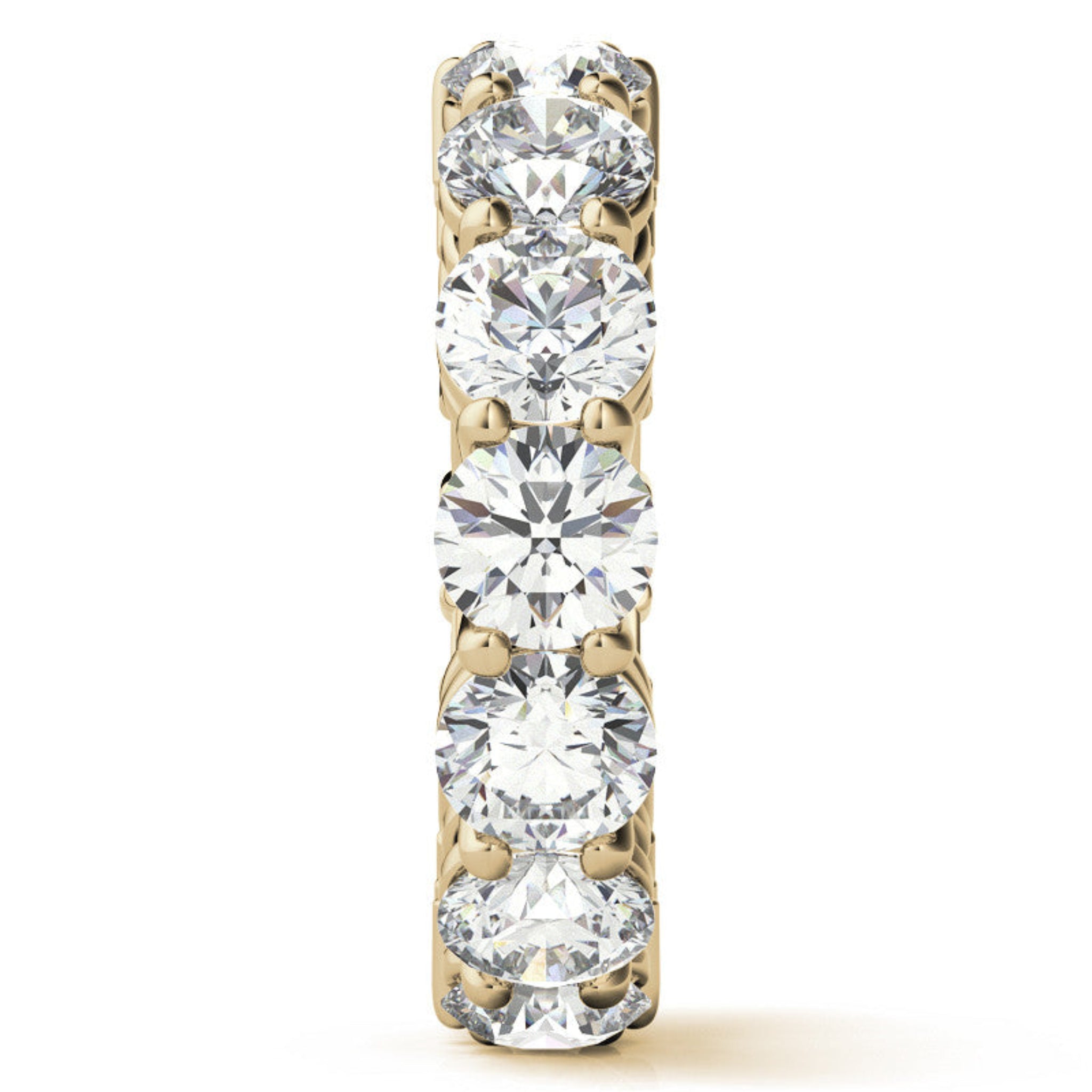 Sterling Silver Elegant Shimmering Round And Emerald Cut Diamonds Yellow Gold Eternity Band For Women