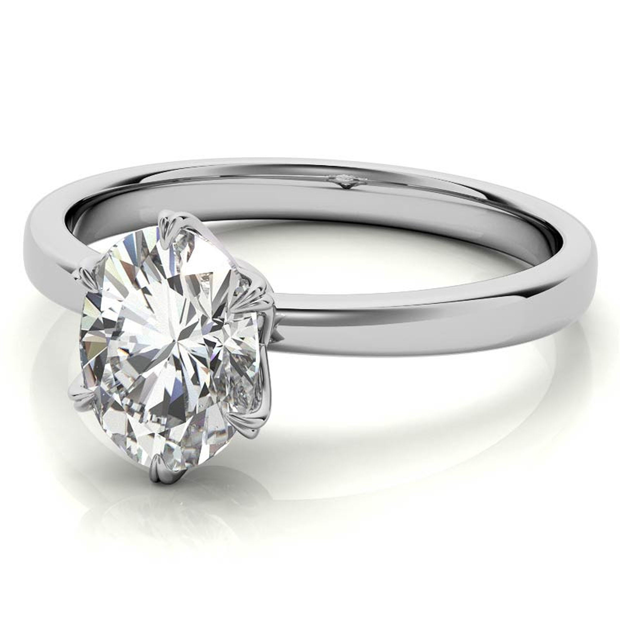 Stunning Adjustable Sterling Silver Solitaire Ring with White Gold Plating - Perfect American Diamond Ring for Women