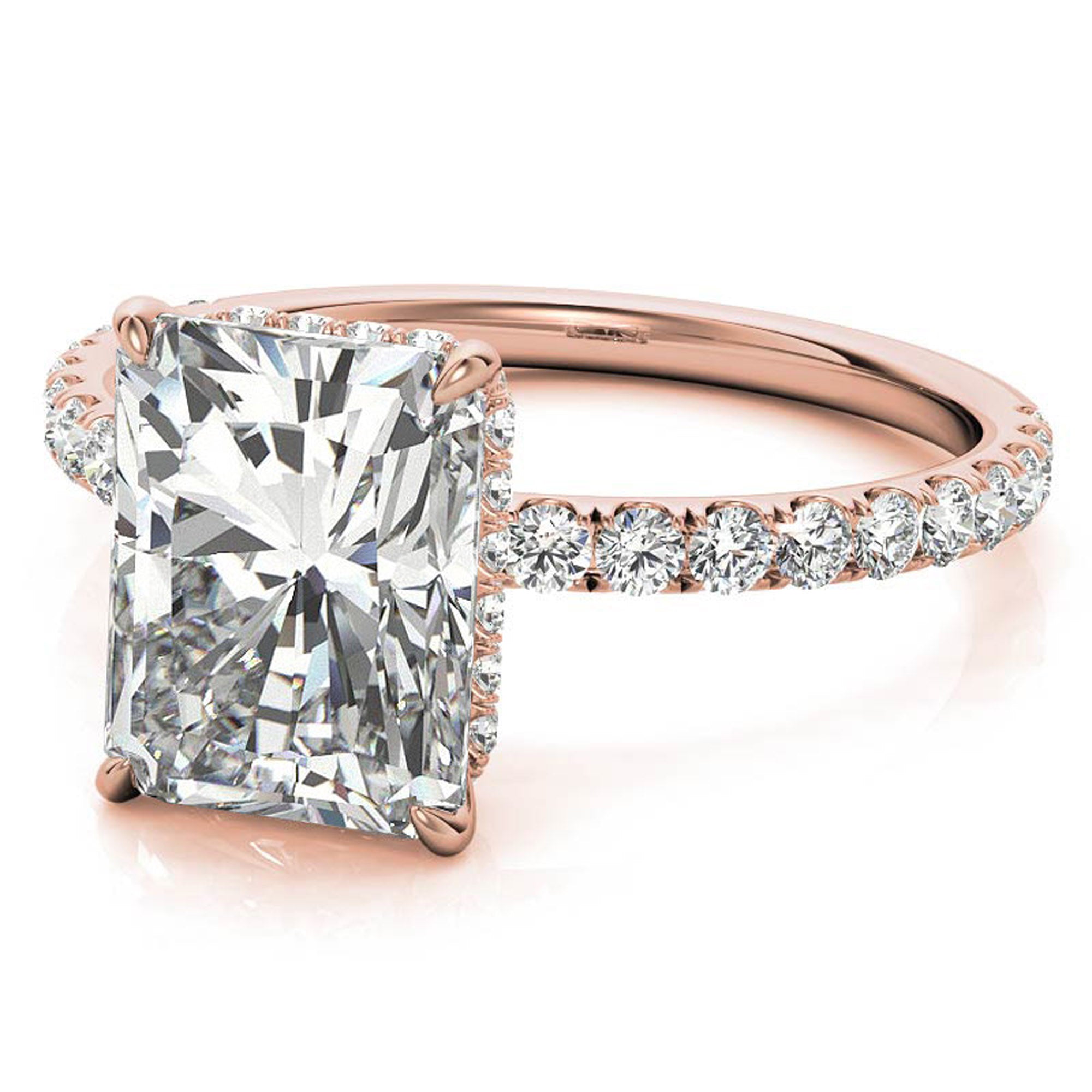 Sterling Silver Radiant Cut Solitaire Adjustable Classic Rose Gold Ring – Perfect for Engagement