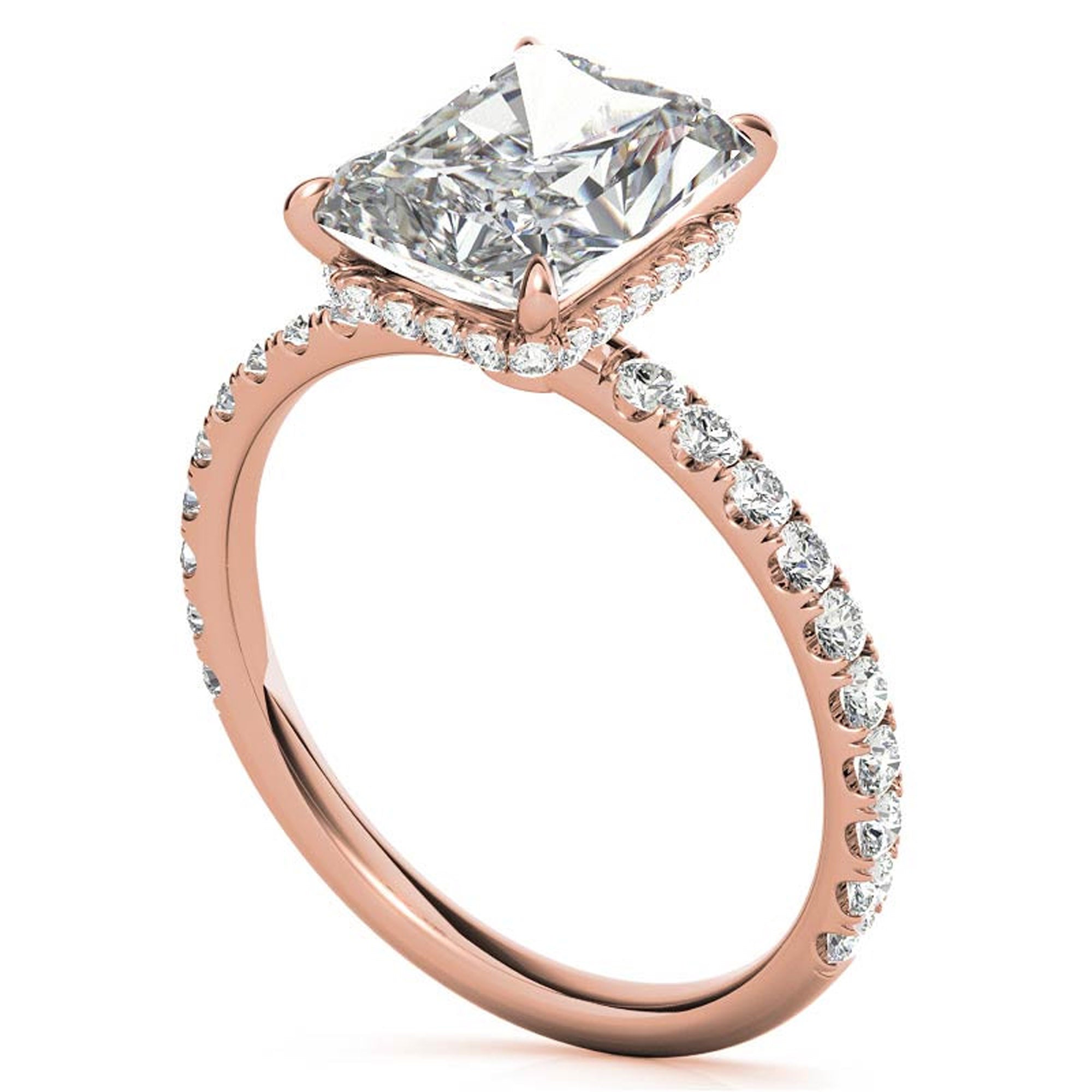 Sterling Silver Radiant Cut Solitaire Adjustable Classic Rose Gold Ring – Perfect for Engagement