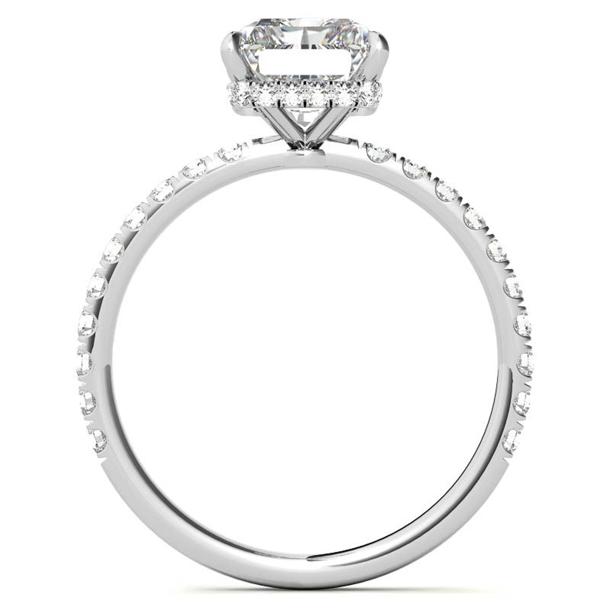 Adjustable Elegant Sterling Silver Moissanite White Gold Pave Band Ring Perfect for Engagement.