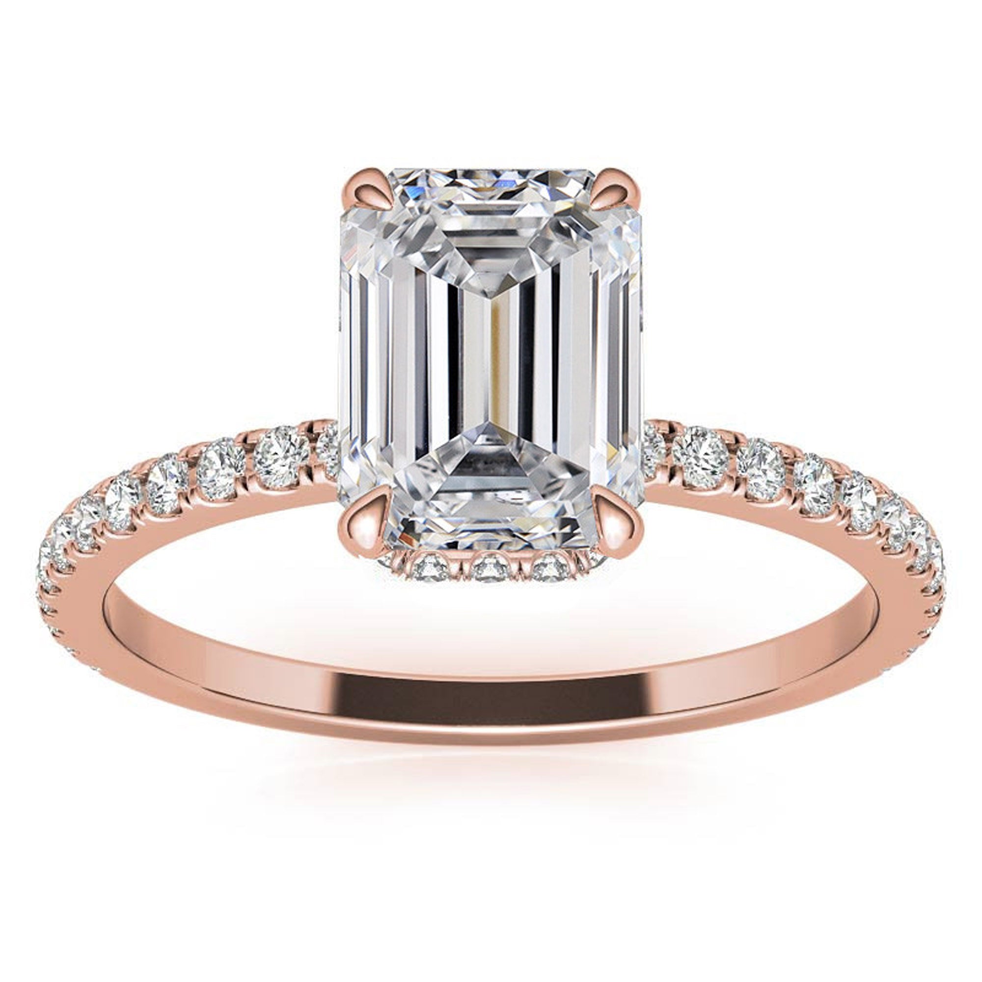 Emerald Cut Rose Gold Adjustable Sterling Silver Pave Ring - Perfect for Engagement