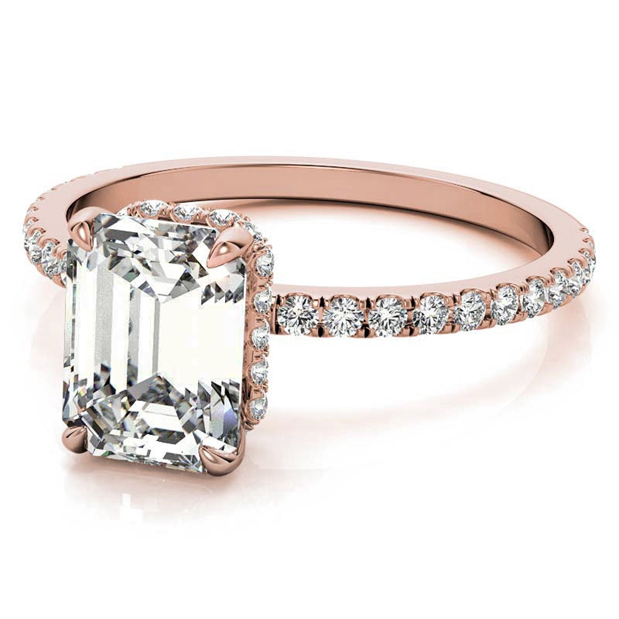 Sterling Silver Radiant Cut Adjustable Minimalist Style Rose Gold Ring Perfect for Engagement