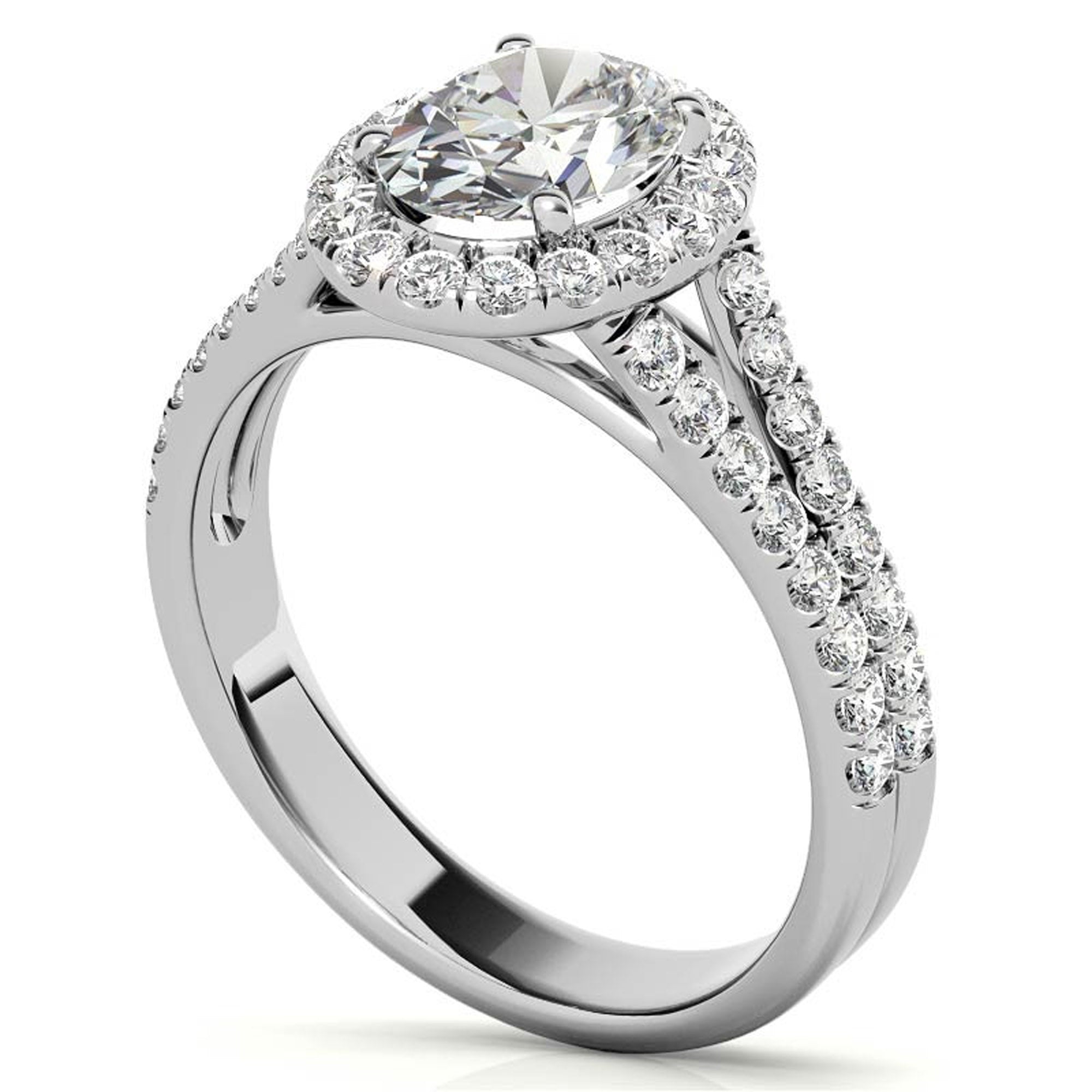 Split Shank White Gold Adjustable Sterling Silver Elegant Engagement Ring For Women