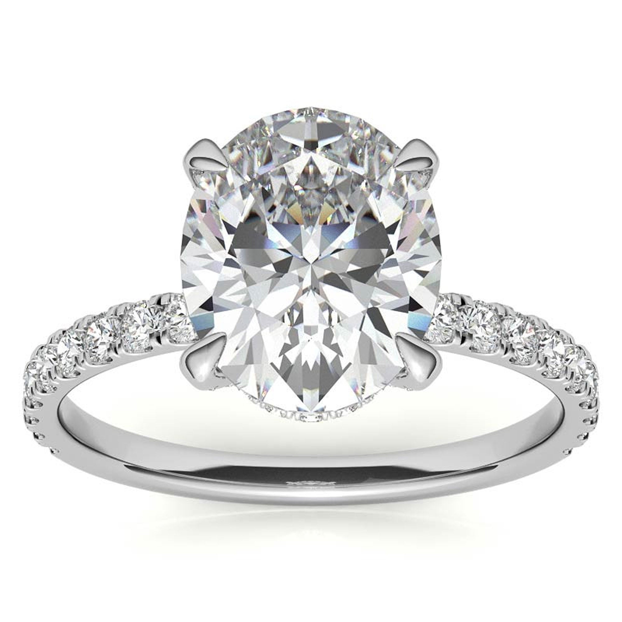 Classic 925 Sterling Silver Adjustable Oval-Cut White Gold Engagement Ring For Women