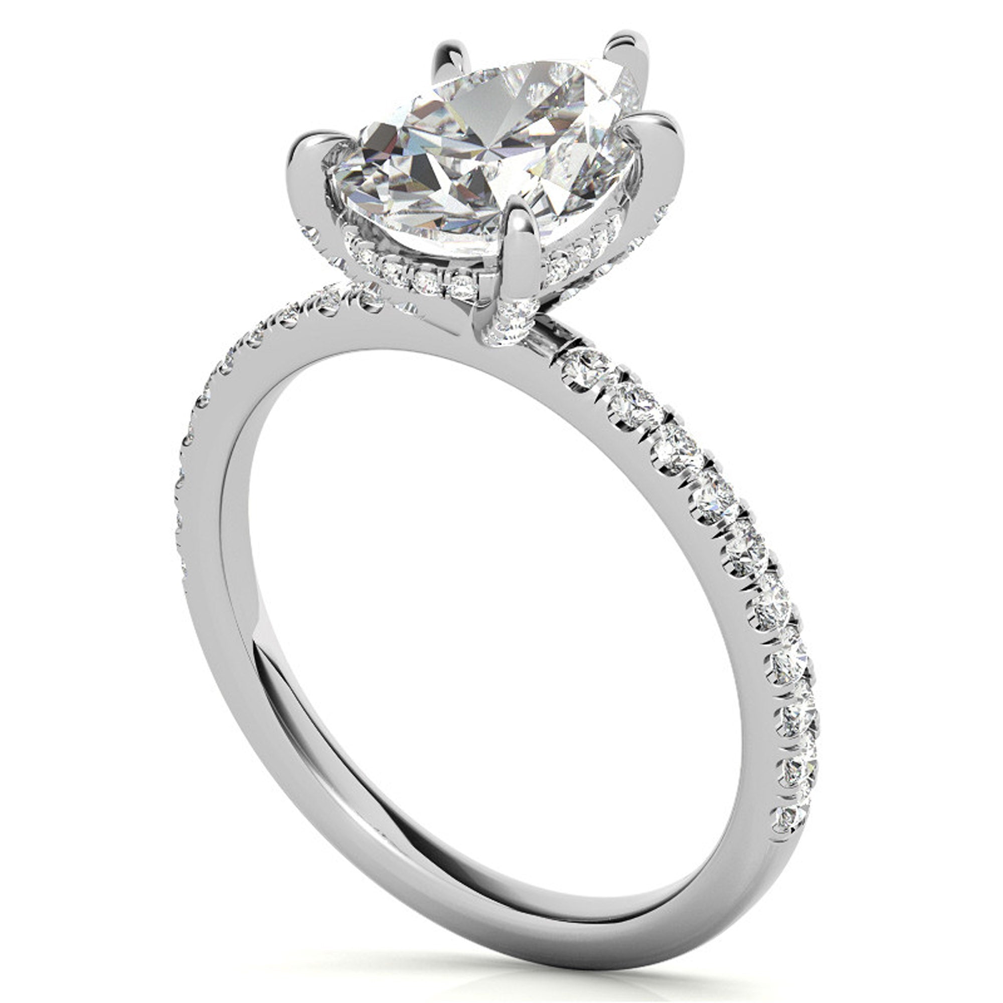 Silver Elegant Pear Solitaire Ring