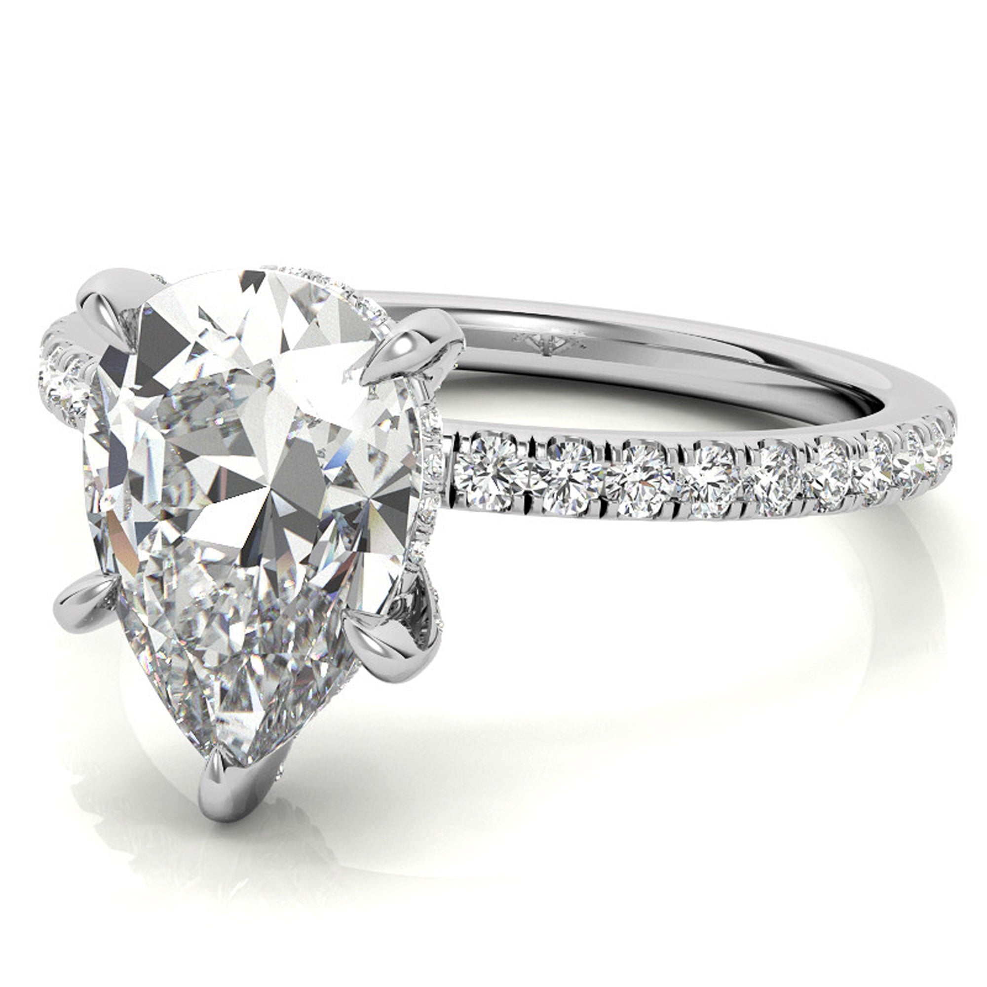 Silver Elegant Pear Solitaire Ring