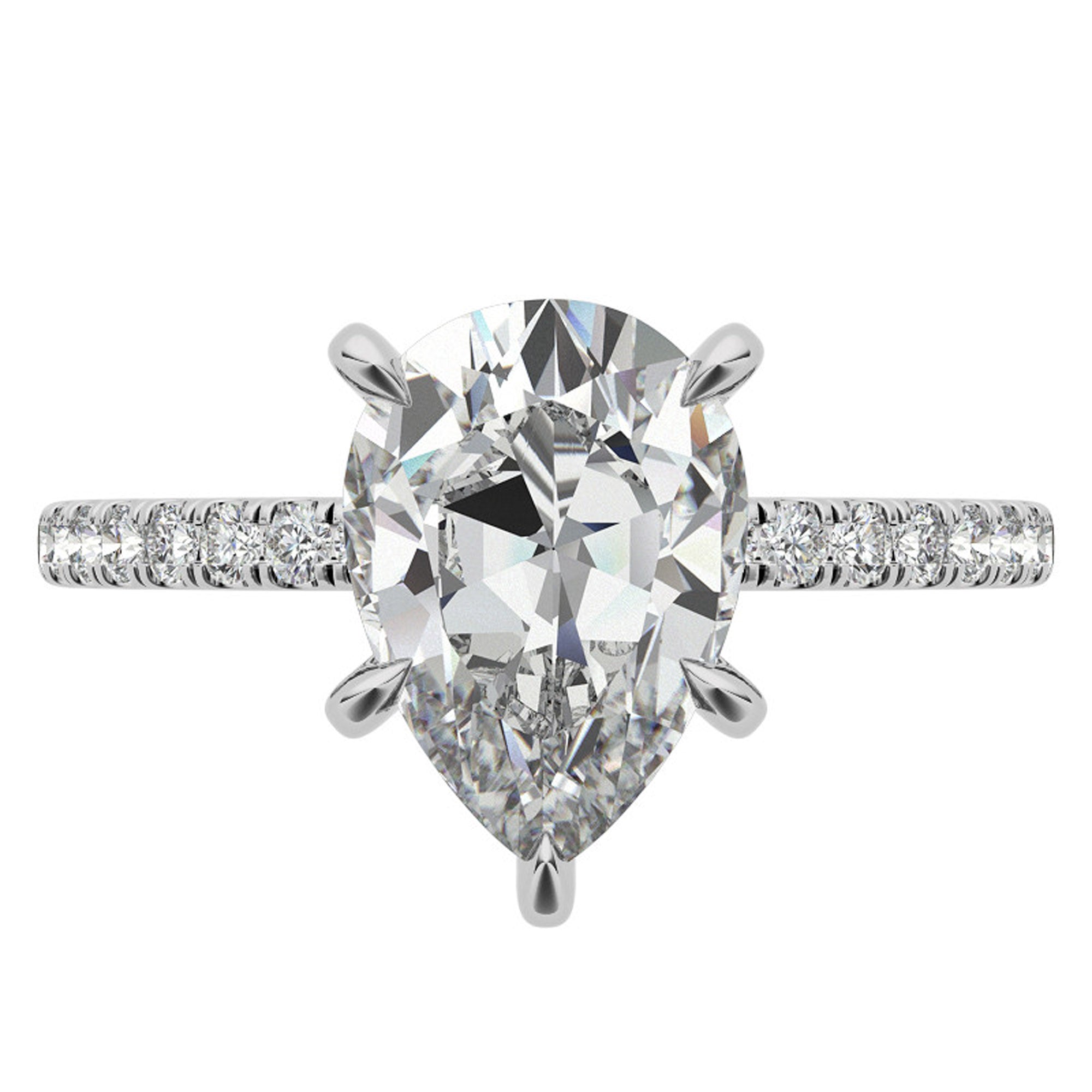 Silver Elegant Pear Solitaire Ring