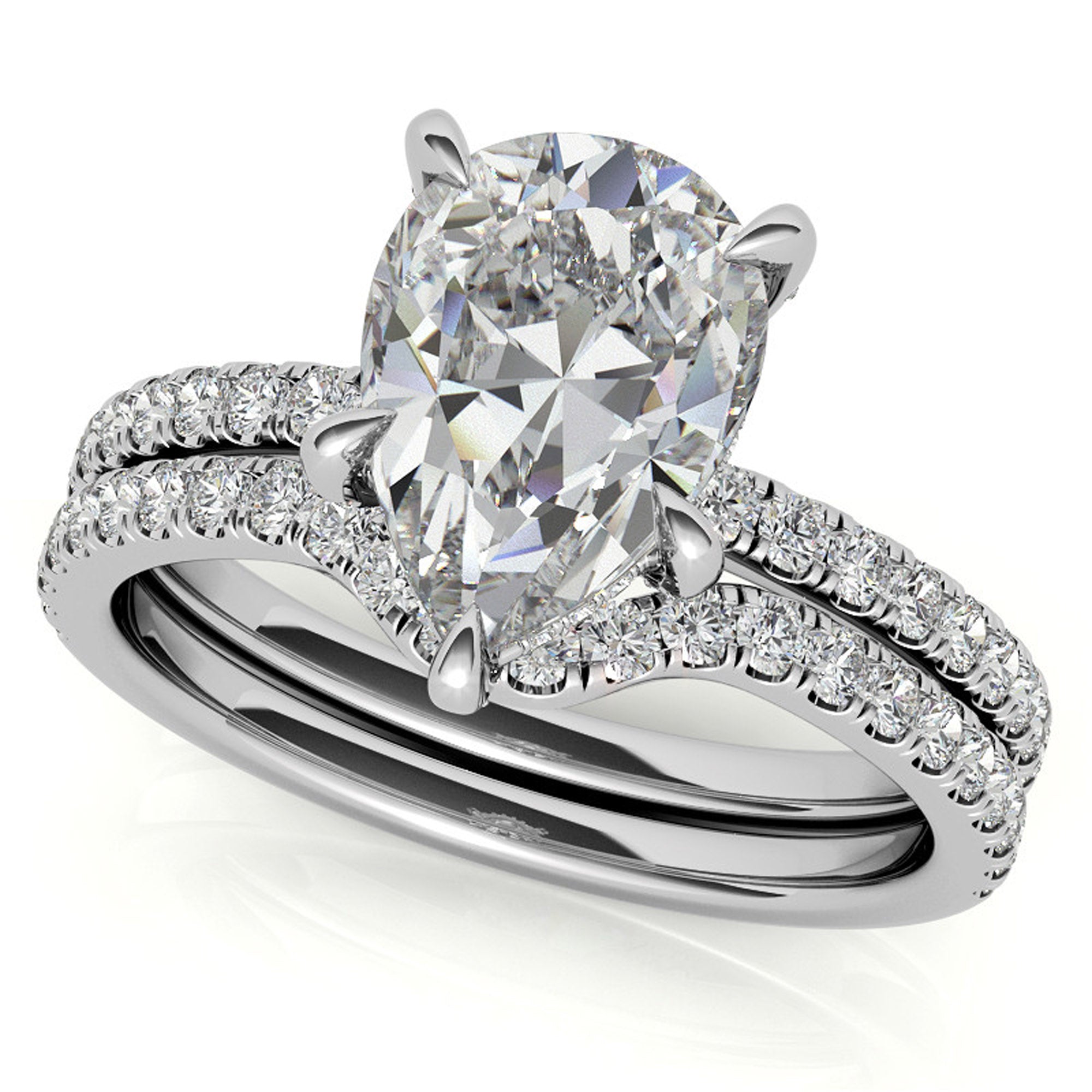 Silver Elegant Pear Solitaire Ring