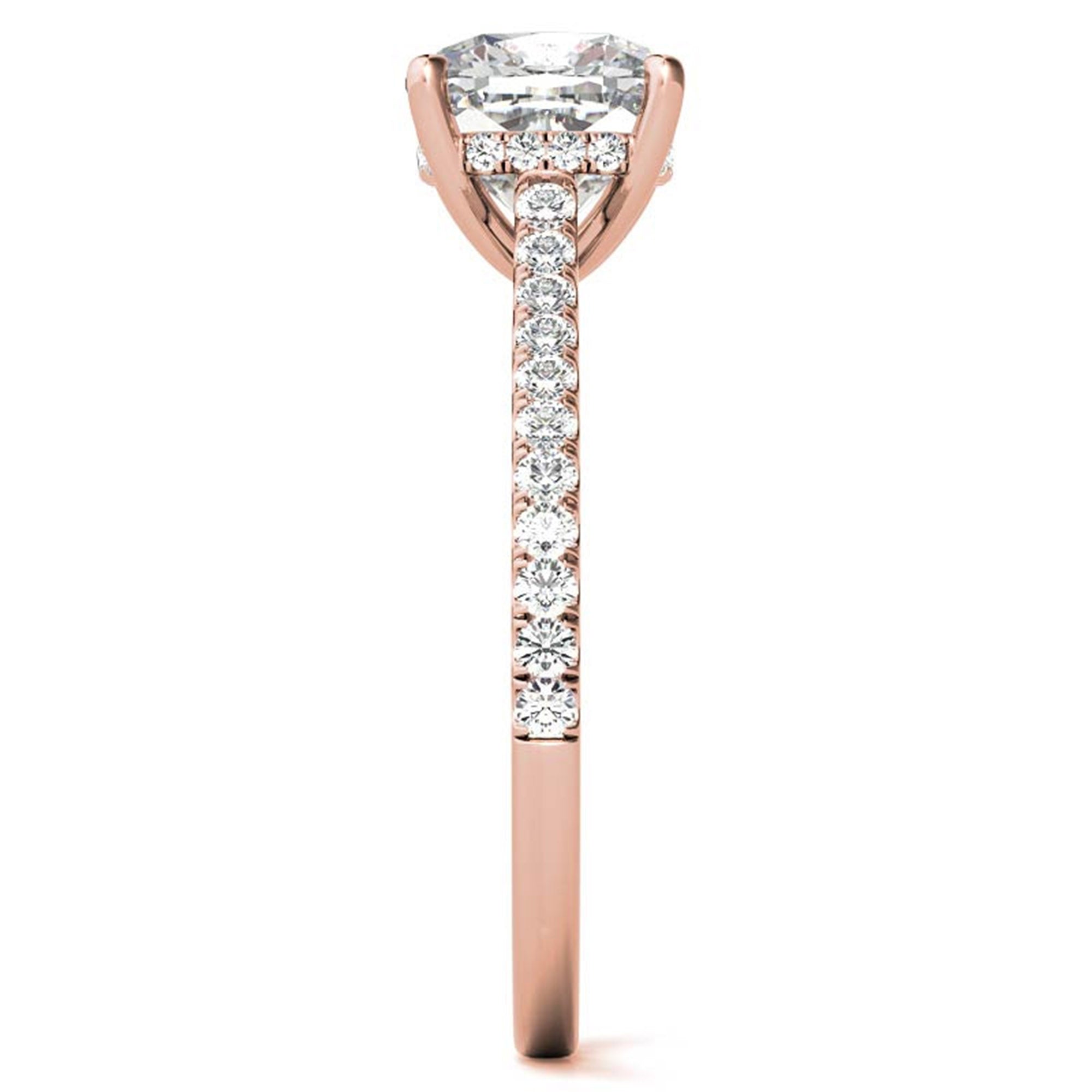 Adjustable Sterling Silver Classic Rose Gold Cushion-Cut Diamond Engagement Ring For Women