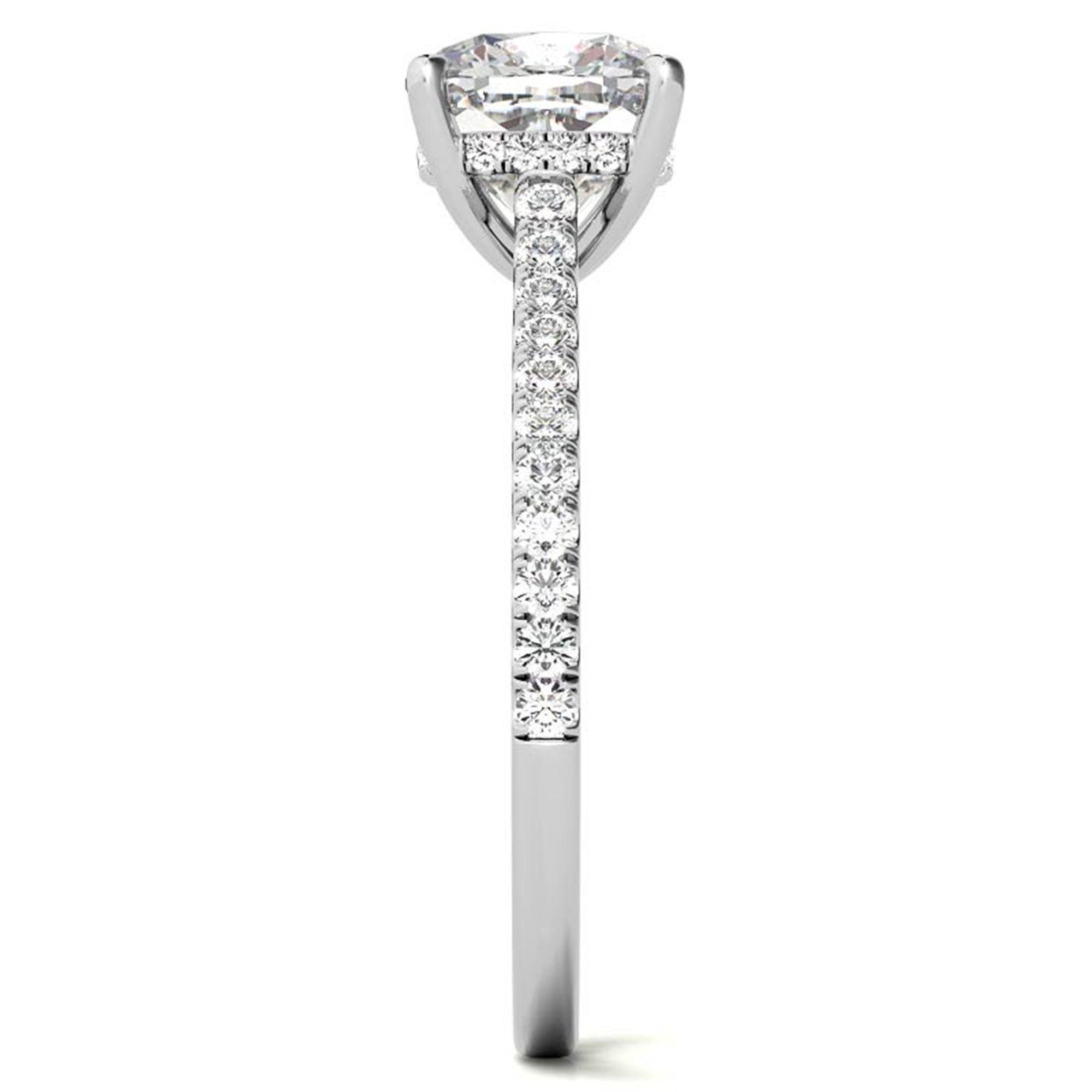 Adjustable Sterling Silver Classic White Gold Cushion-Cut Diamond Engagement Ring For Women