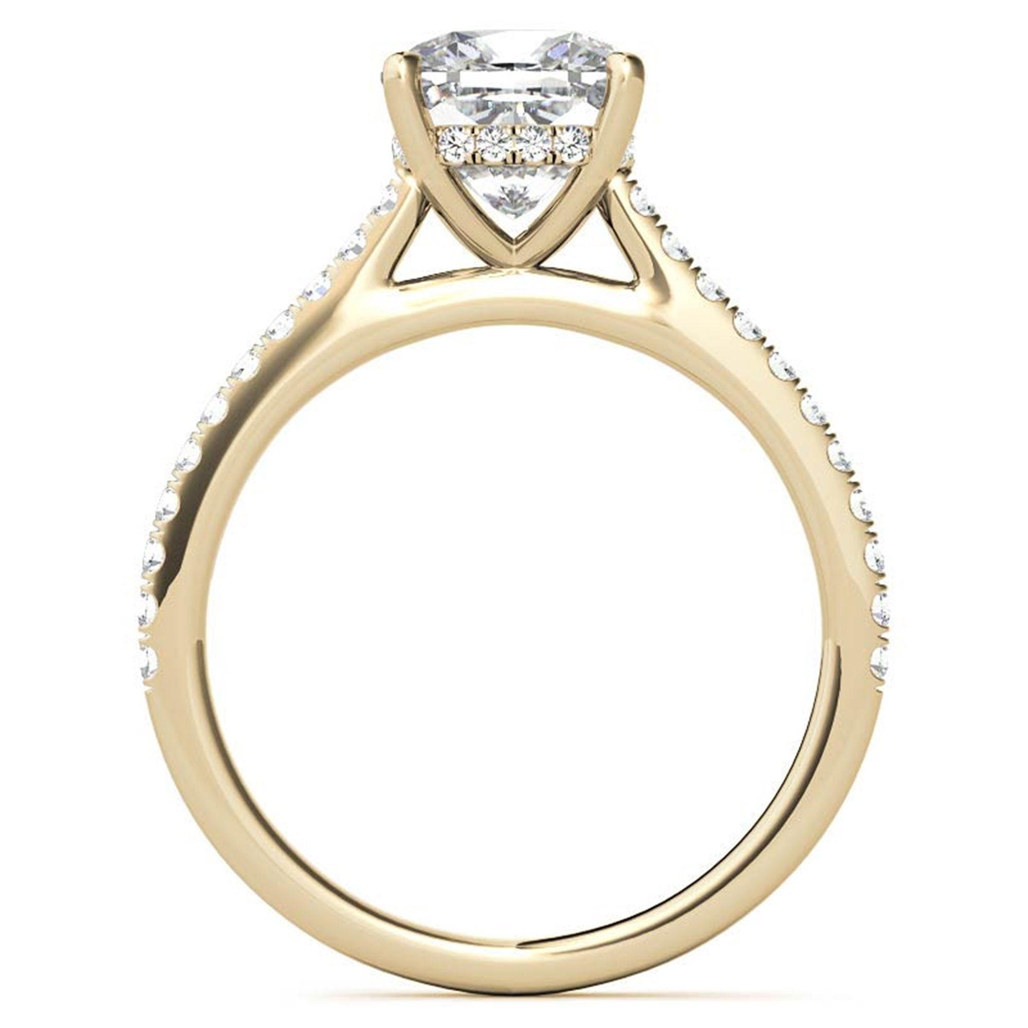 Adjustable Sterling Silver Classic Yellow Gold Cushion-Cut Diamond Engagement Ring For Women