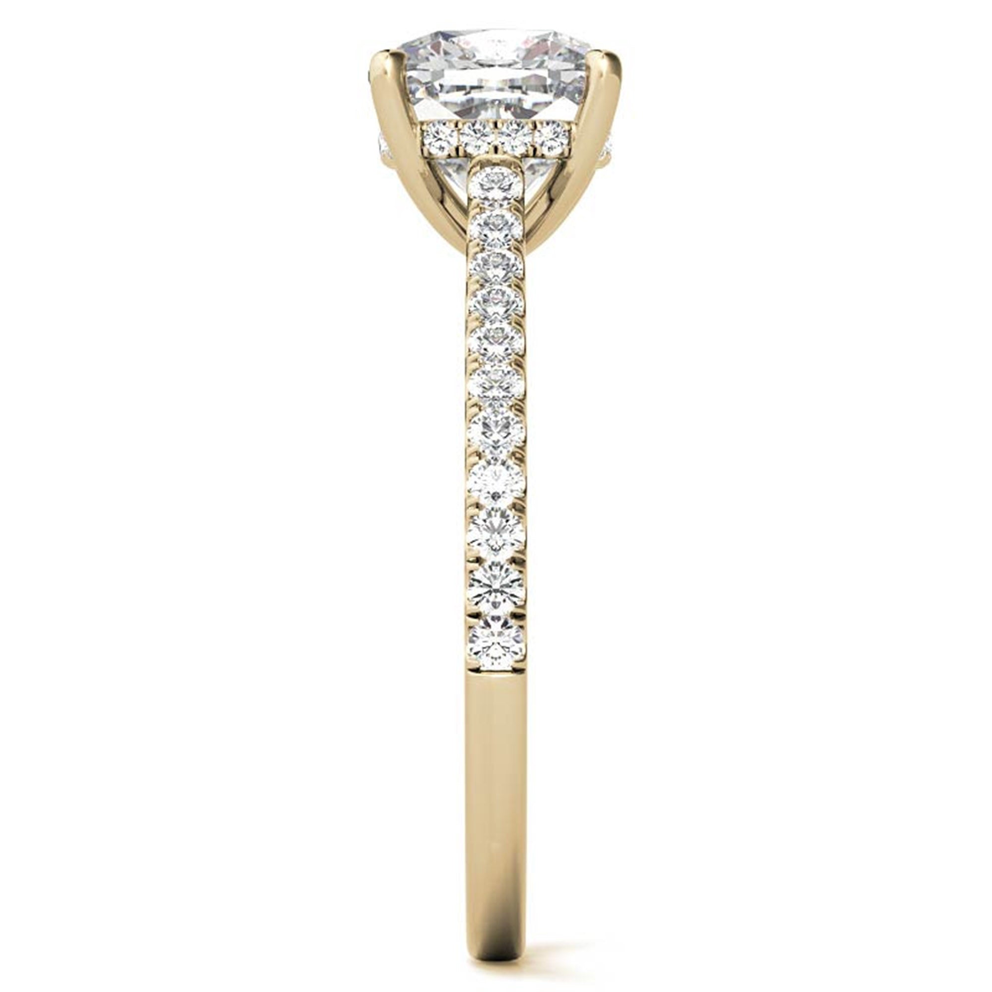 Adjustable Sterling Silver Classic Yellow Gold Cushion-Cut Diamond Engagement Ring For Women