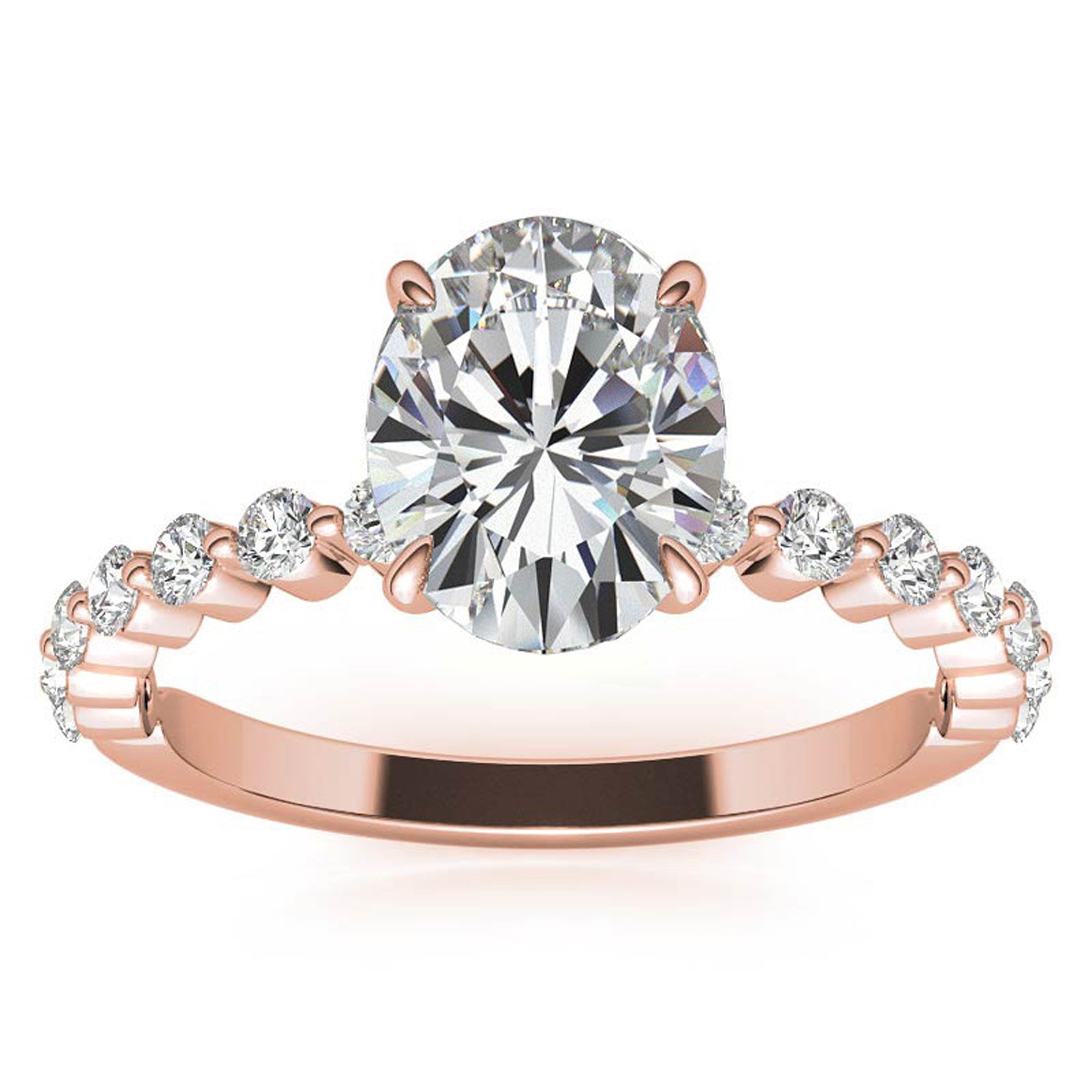 Adjustable 925 Sterling Silver Classic Rose Gold Pave Diamond Engagement Ring – Perfect for Women