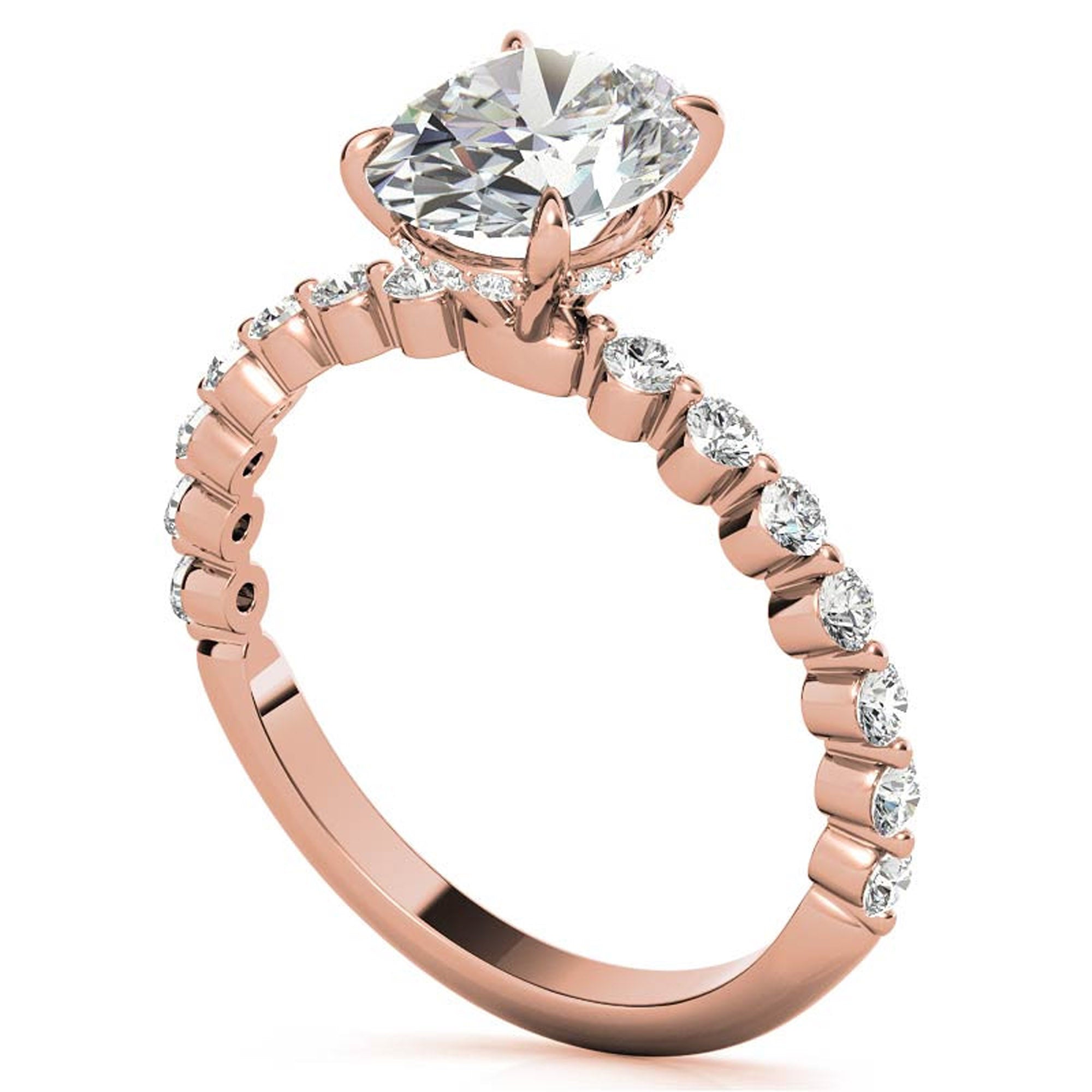 Adjustable 925 Sterling Silver Classic Rose Gold Pave Diamond Engagement Ring – Perfect for Women