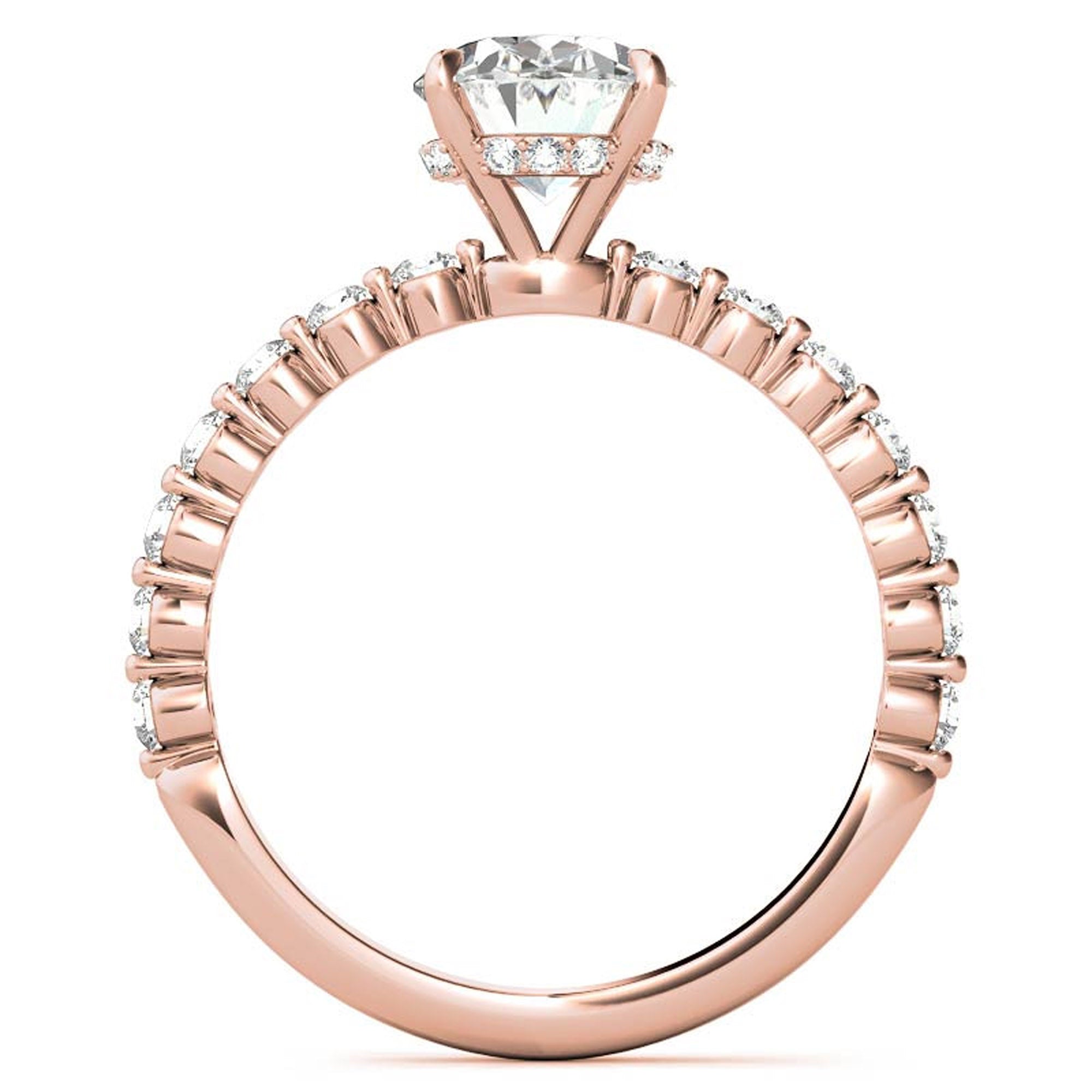 Adjustable 925 Sterling Silver Classic Rose Gold Pave Diamond Engagement Ring – Perfect for Women